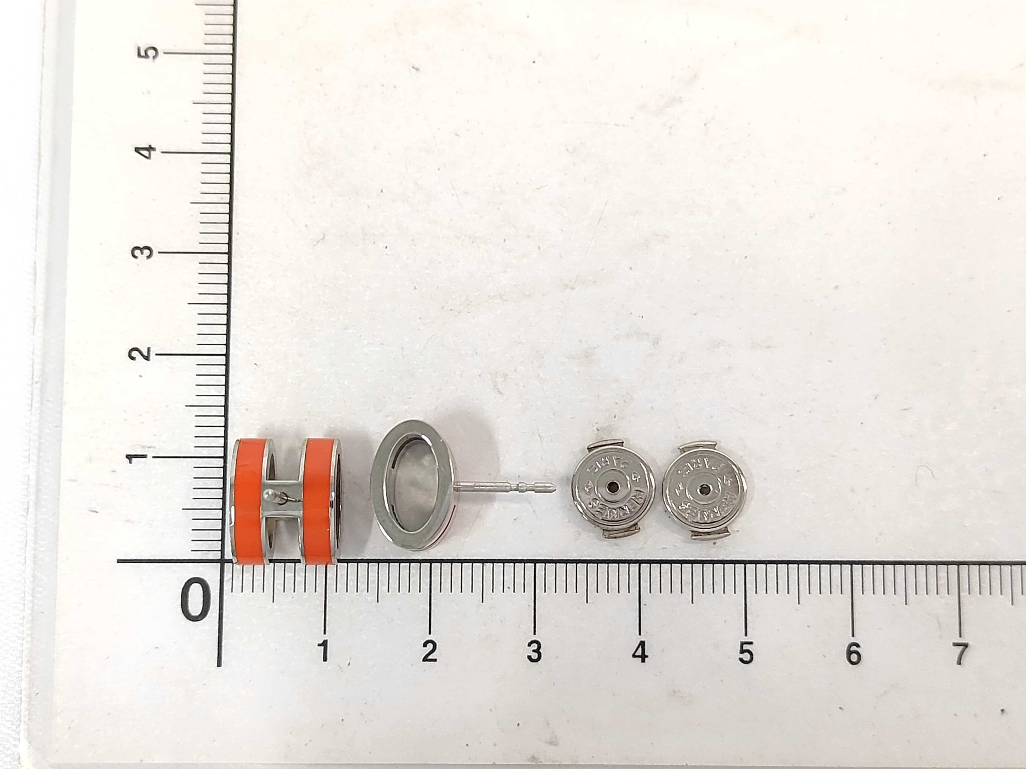 Pop H Earrings, Red, Silver Hardware, Hermes Earrings — view 6