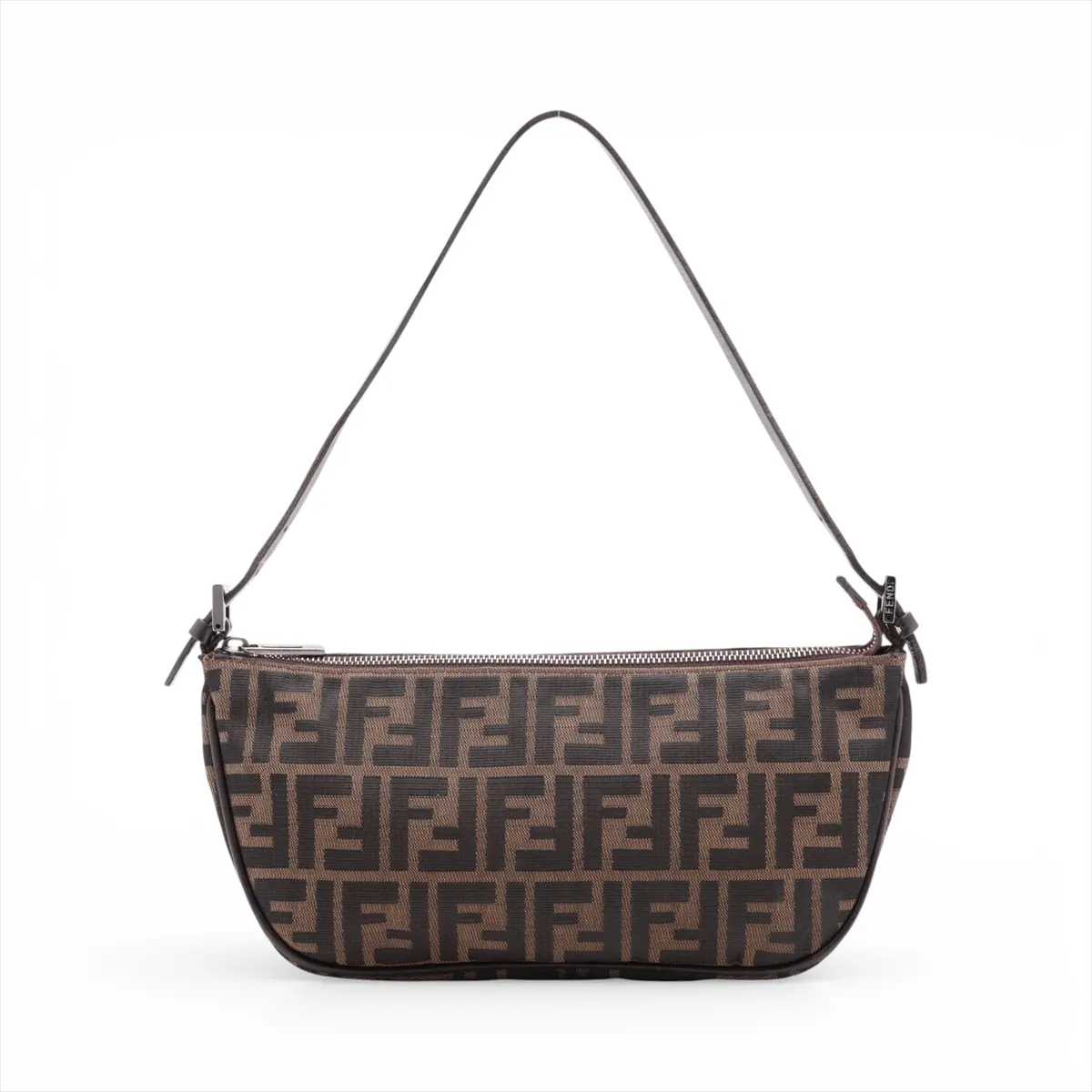 Zucca Canvas x Leather Shoulder Bag, Brown
