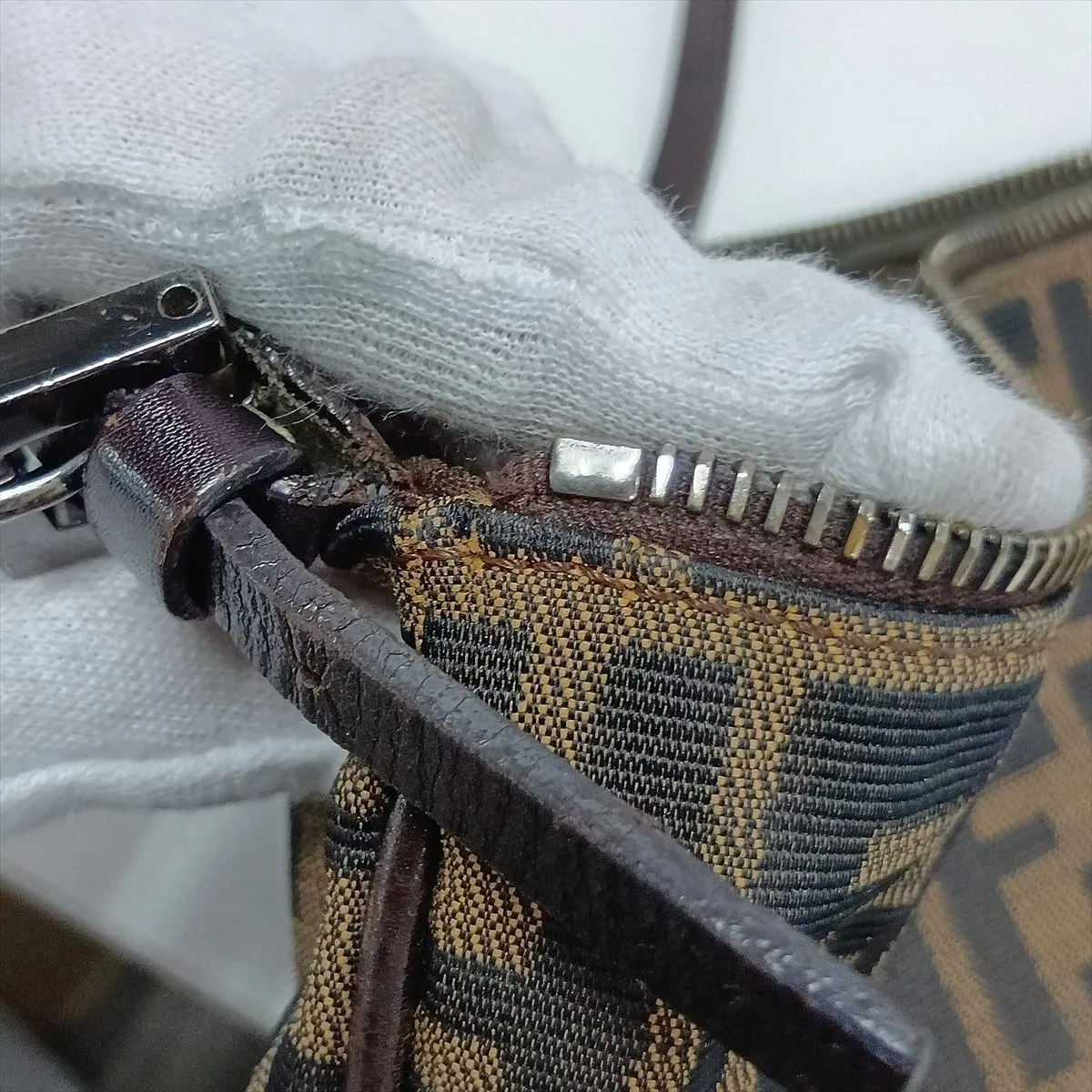 Zucca Canvas x Leather Shoulder Bag, Brown — view 12