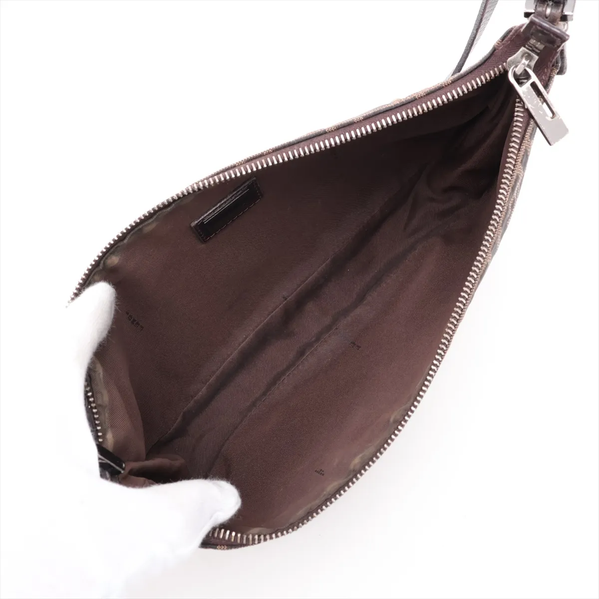 Zucca Canvas x Leather Shoulder Bag, Brown — view 7