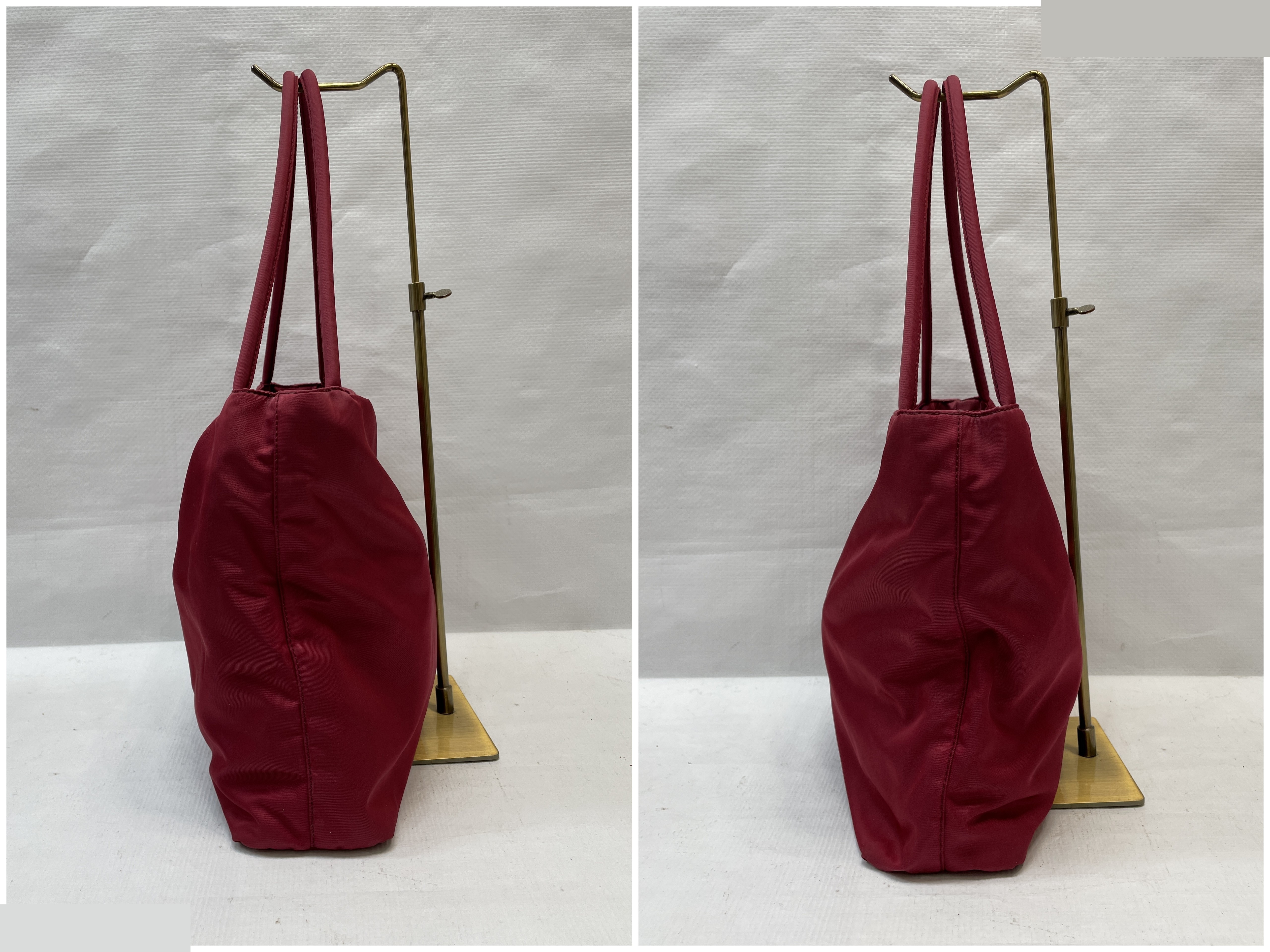 Nylon tote bag, red, triangular plate, triangle logo — view 3