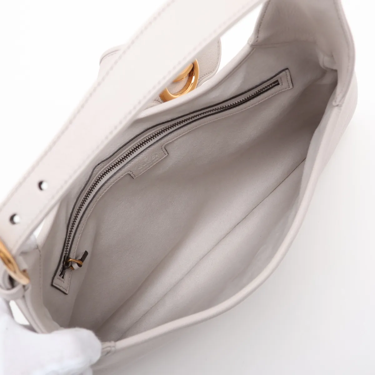 Aphrodite Medium Leather Shoulder Bag, White, 726274 — view 8