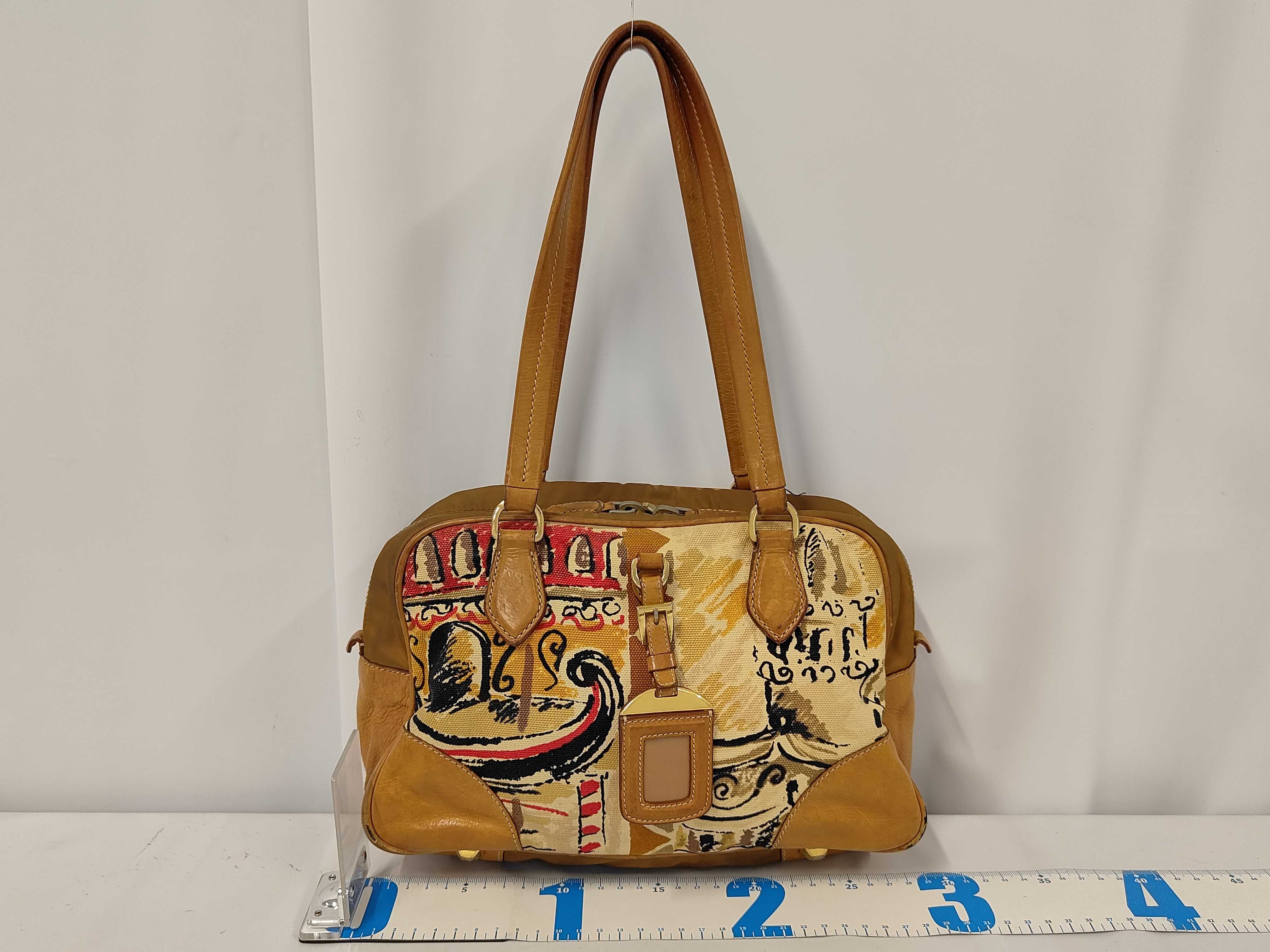 Canapa St. Venezu - Venetian print canvas leather handbag with landscape design. — view 2