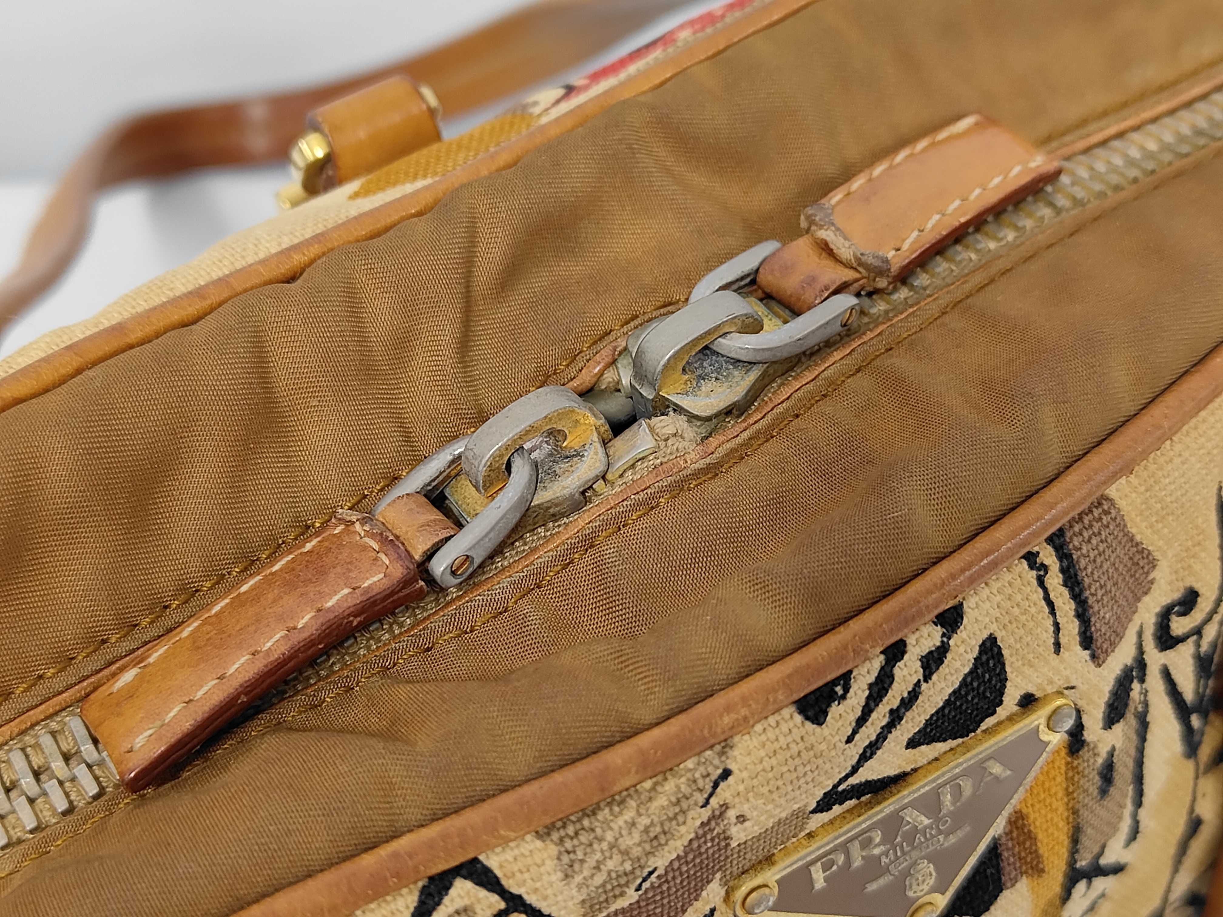 Canapa St. Venezu - Venetian print canvas leather handbag with landscape design. — view 8