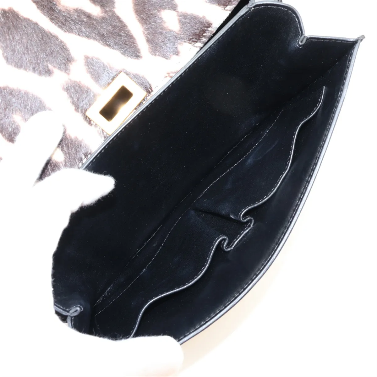 Classic Box Leather x Calf Hair Shoulder Bag Brown x Black — view 8