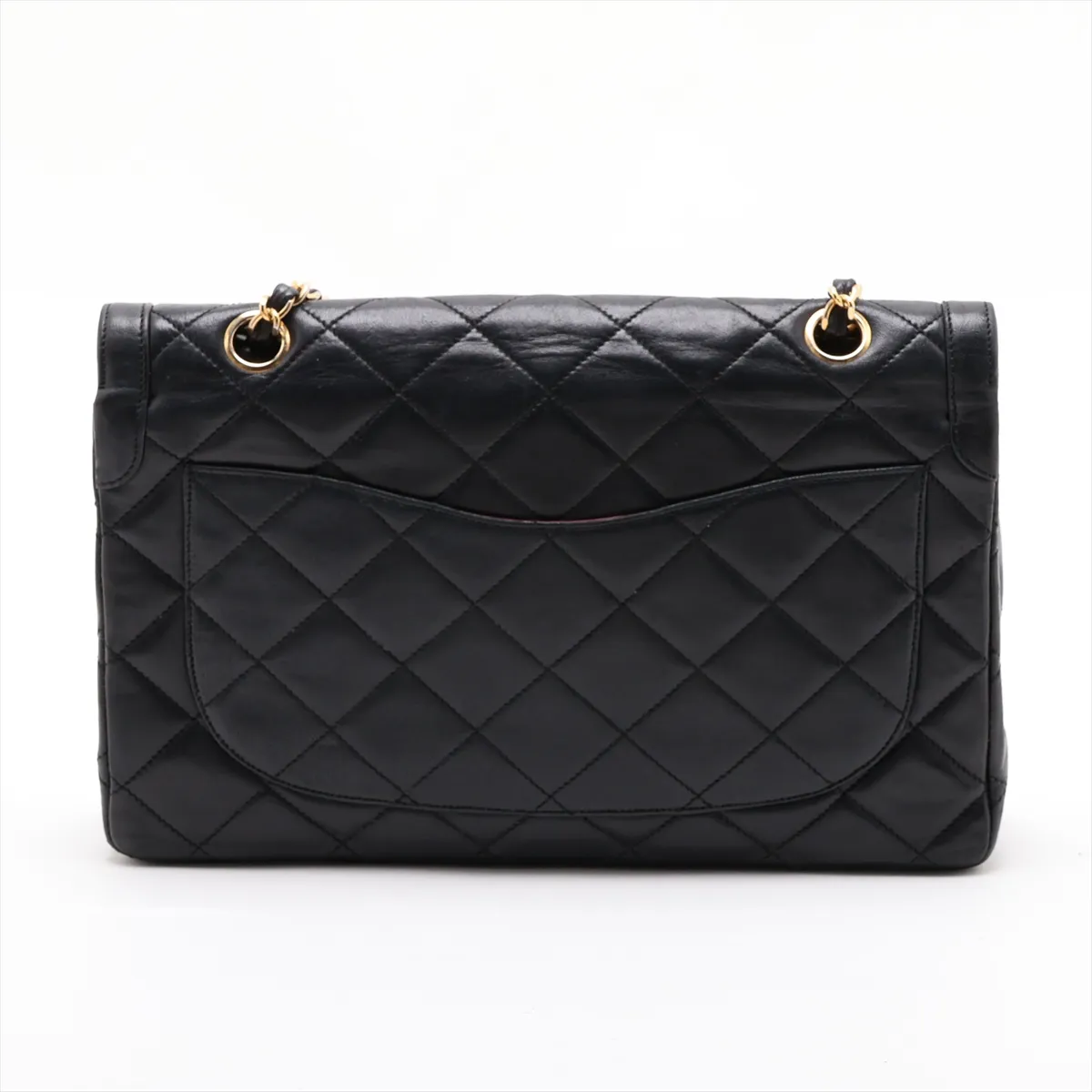 Matelassé Lambskin Double Flap Double Chain Bag, Paris Limited Edition, Black with Gold Hardware — view 2
