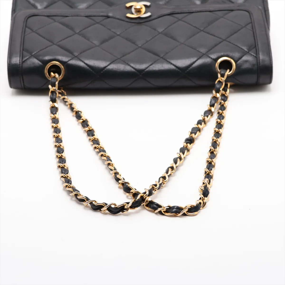 Matelassé Lambskin Double Flap Double Chain Bag, Paris Limited Edition, Black with Gold Hardware — view 5