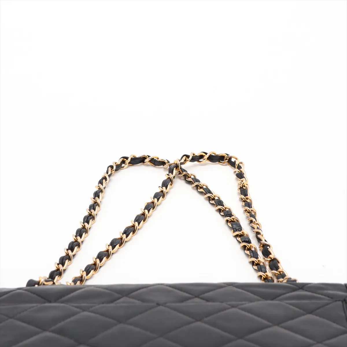 Matelassé Lambskin Double Flap Double Chain Bag, Paris Limited Edition, Black with Gold Hardware — view 6