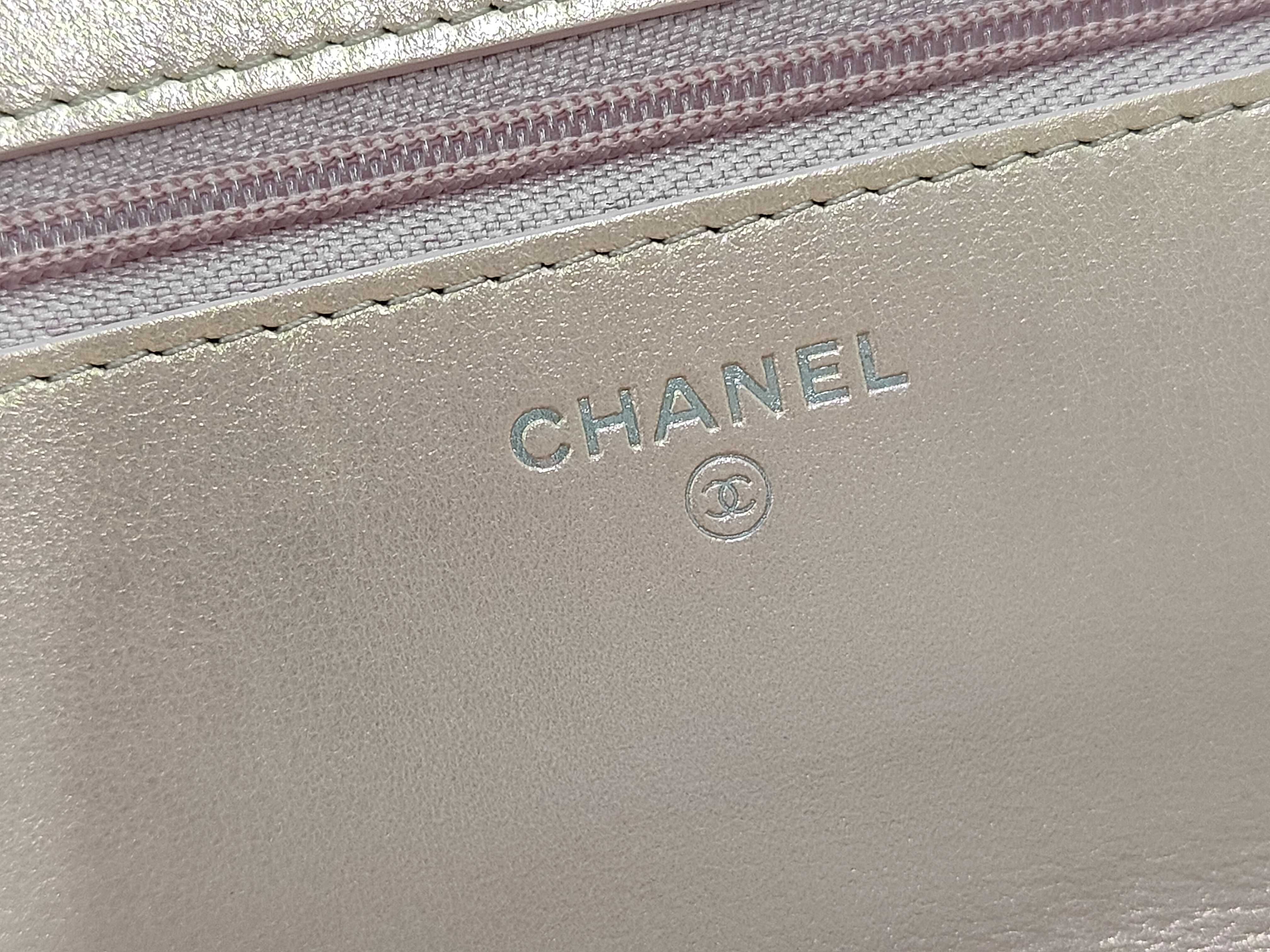 Matelassé Chain Wallet Aurora Pearl Gold Shoulder Bag — view 9