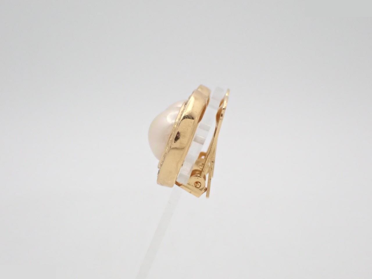 Faux Pearl Rhinestone GP Earrings — view 3