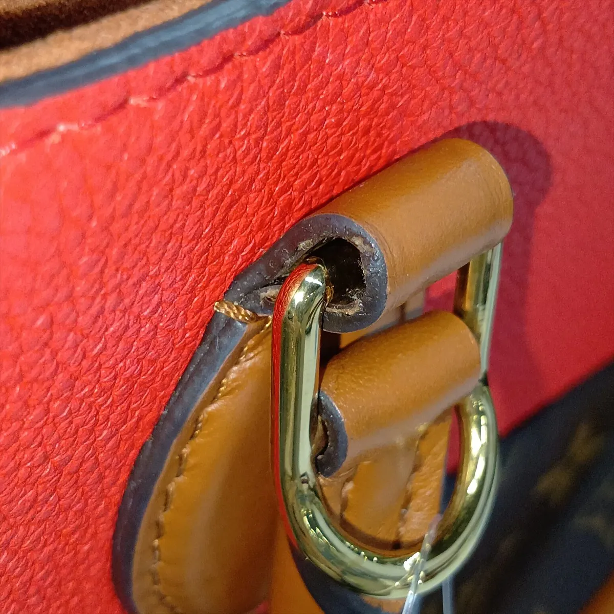 Monogram Fold Tote PM M45389 MB4220 Beige x Brown x Red (RFID detected) — view 15