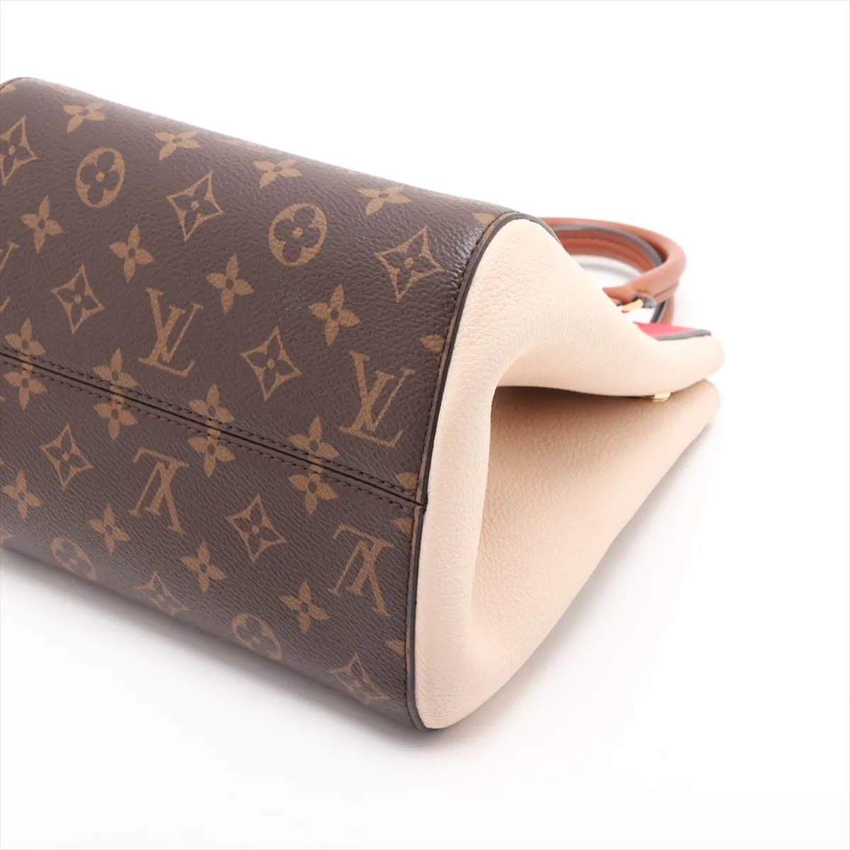 Monogram Fold Tote PM M45389 MB4220 Beige x Brown x Red (RFID detected) — view 3