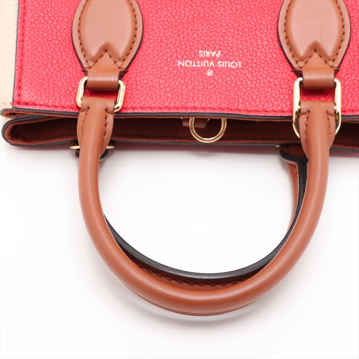 Monogram Fold Tote PM M45389 MB4220 Beige x Brown x Red (RFID detected) — view 5