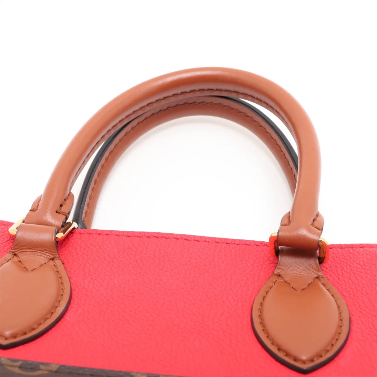 Monogram Fold Tote PM M45389 MB4220 Beige x Brown x Red (RFID detected) — view 6