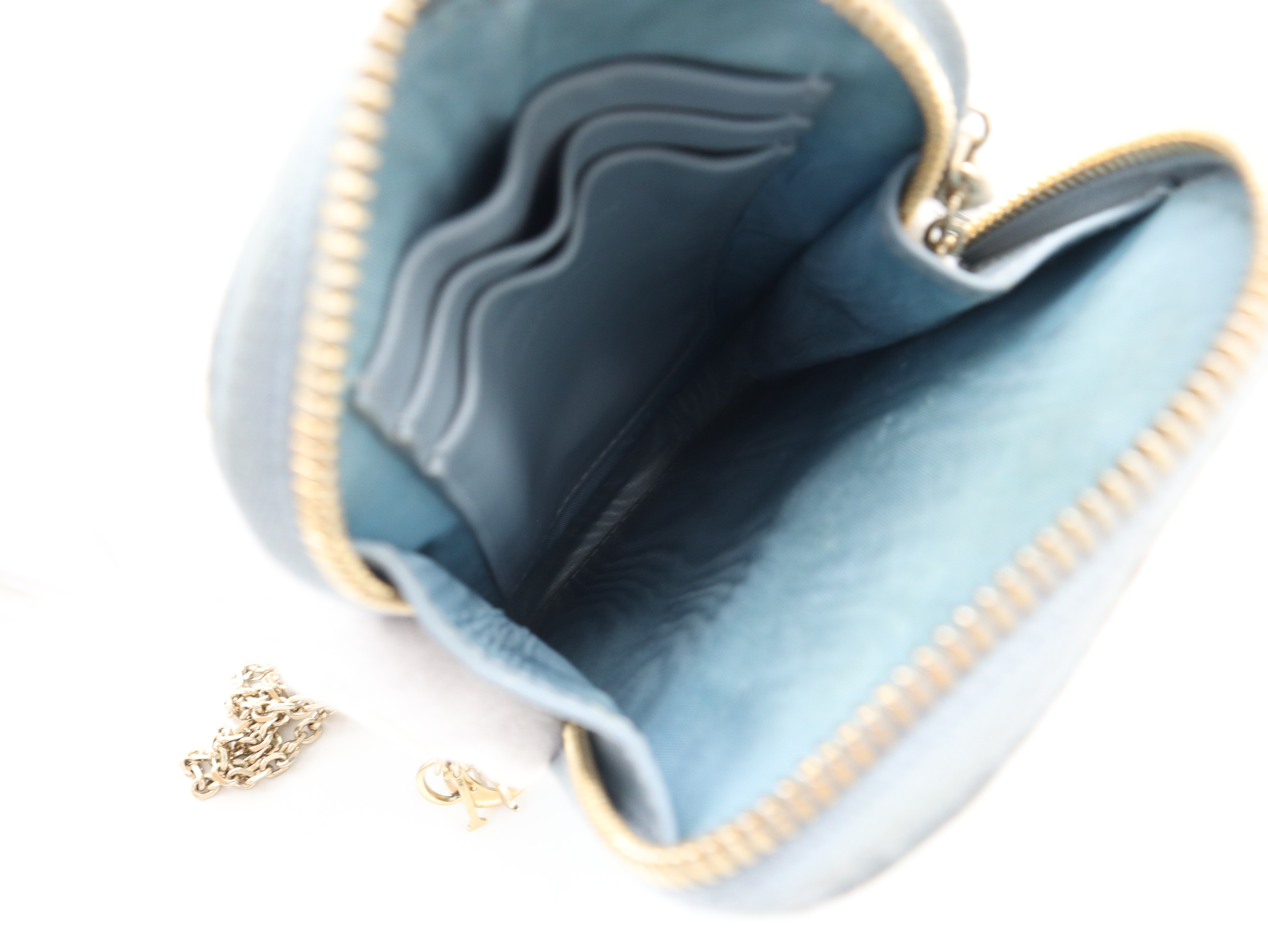 Lady Dior Phone Holder Shoulder Pouch, Patent Leather, Blue Pouch — view 10