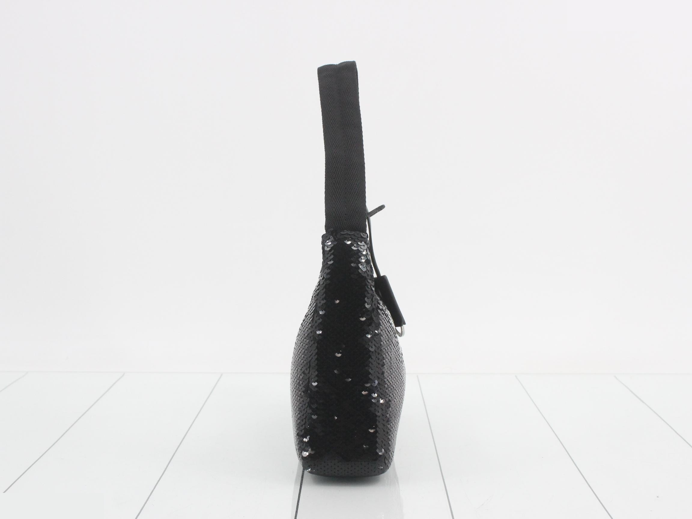 Re-edition 2000 Sequin One-Shoulder Bag, Black — view 4
