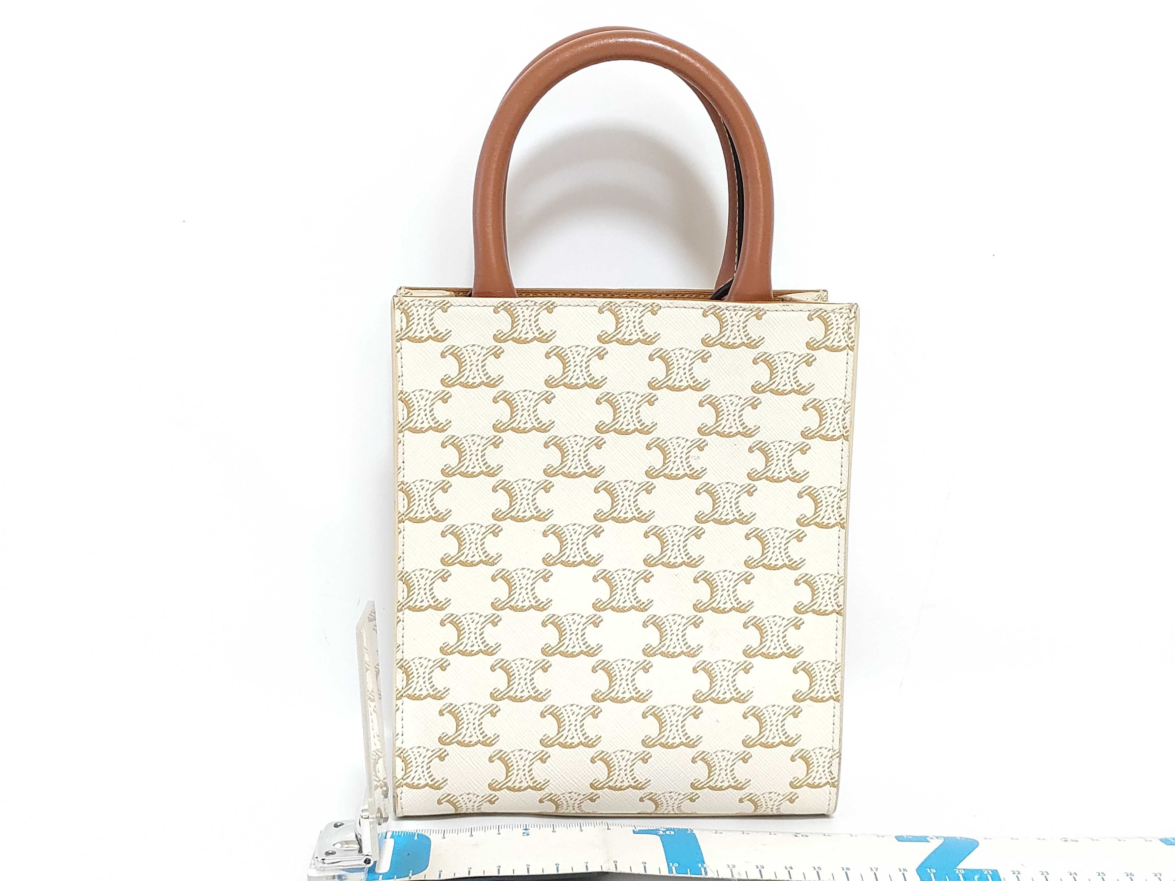 Triomphe Mini Vertical Cabas PVC x Leather 2-Way Handbag Beige x Brown Handbag — view 2