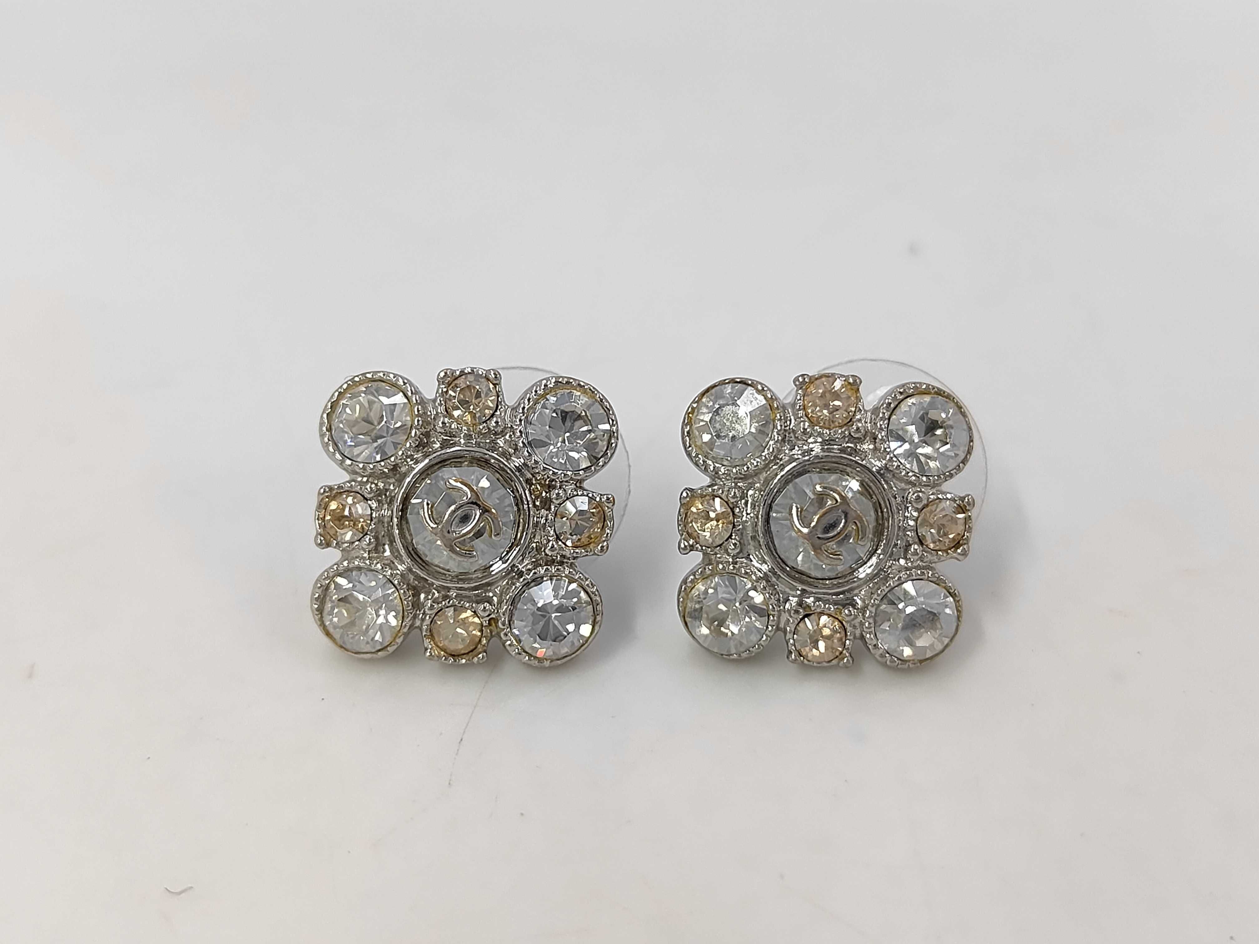 earrings, Coco Mark design, rhinestone, diamond shape, A12W.