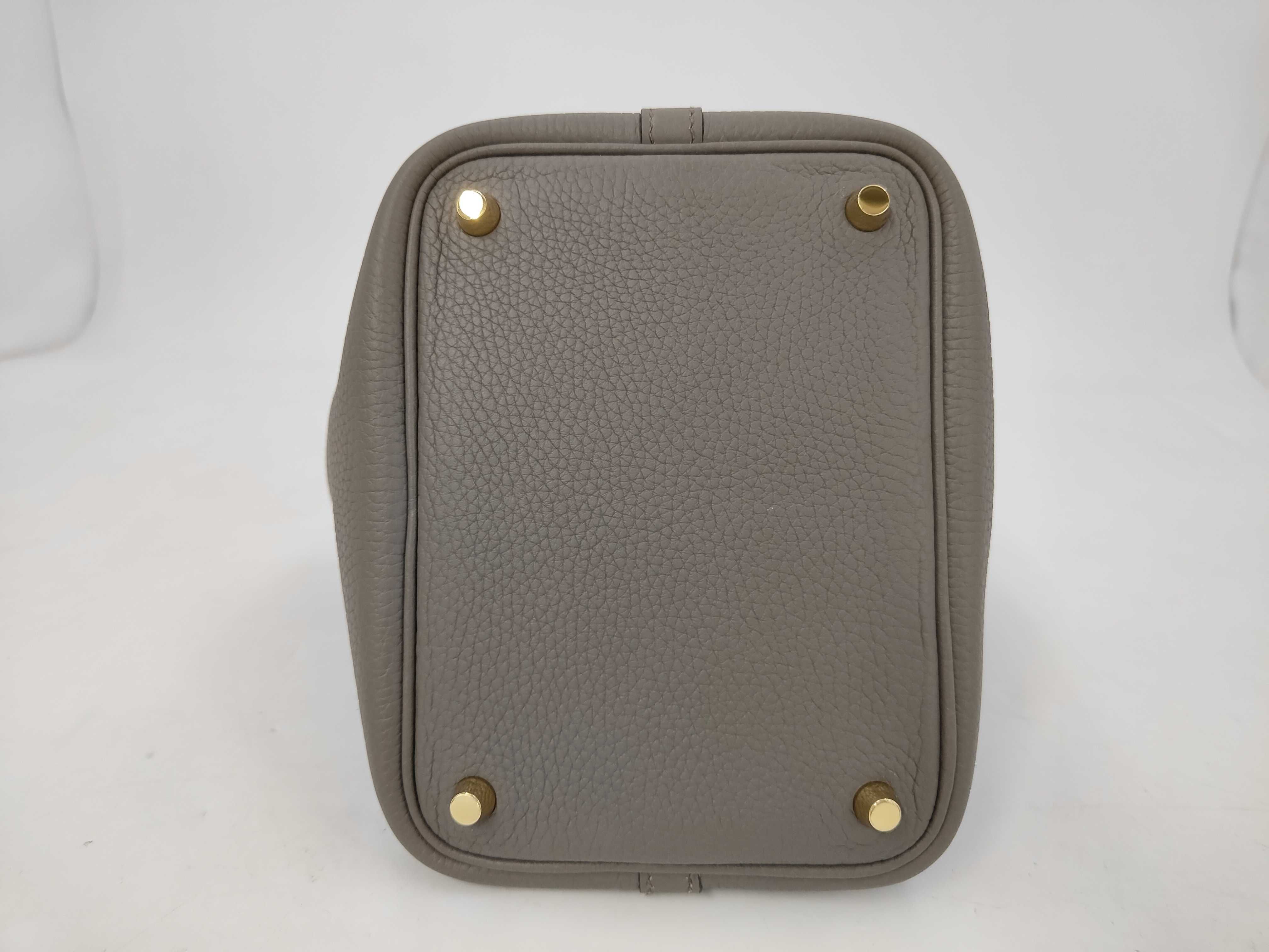 Picotin Lock PM Taurillon Clemence Dark Grey D Stamp Handbag — view 4