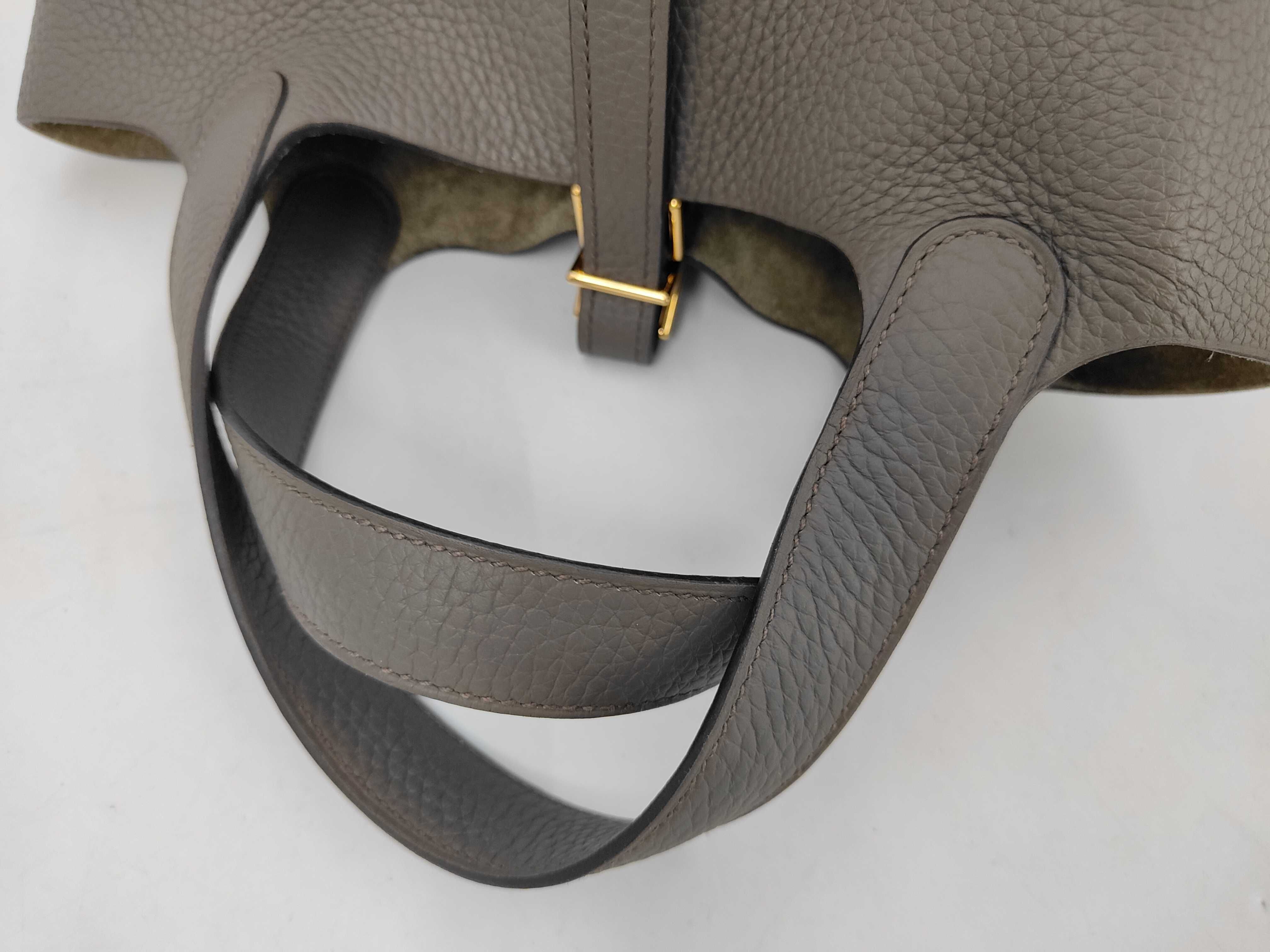 Picotin Lock PM Taurillon Clemence Dark Grey D Stamp Handbag — view 5