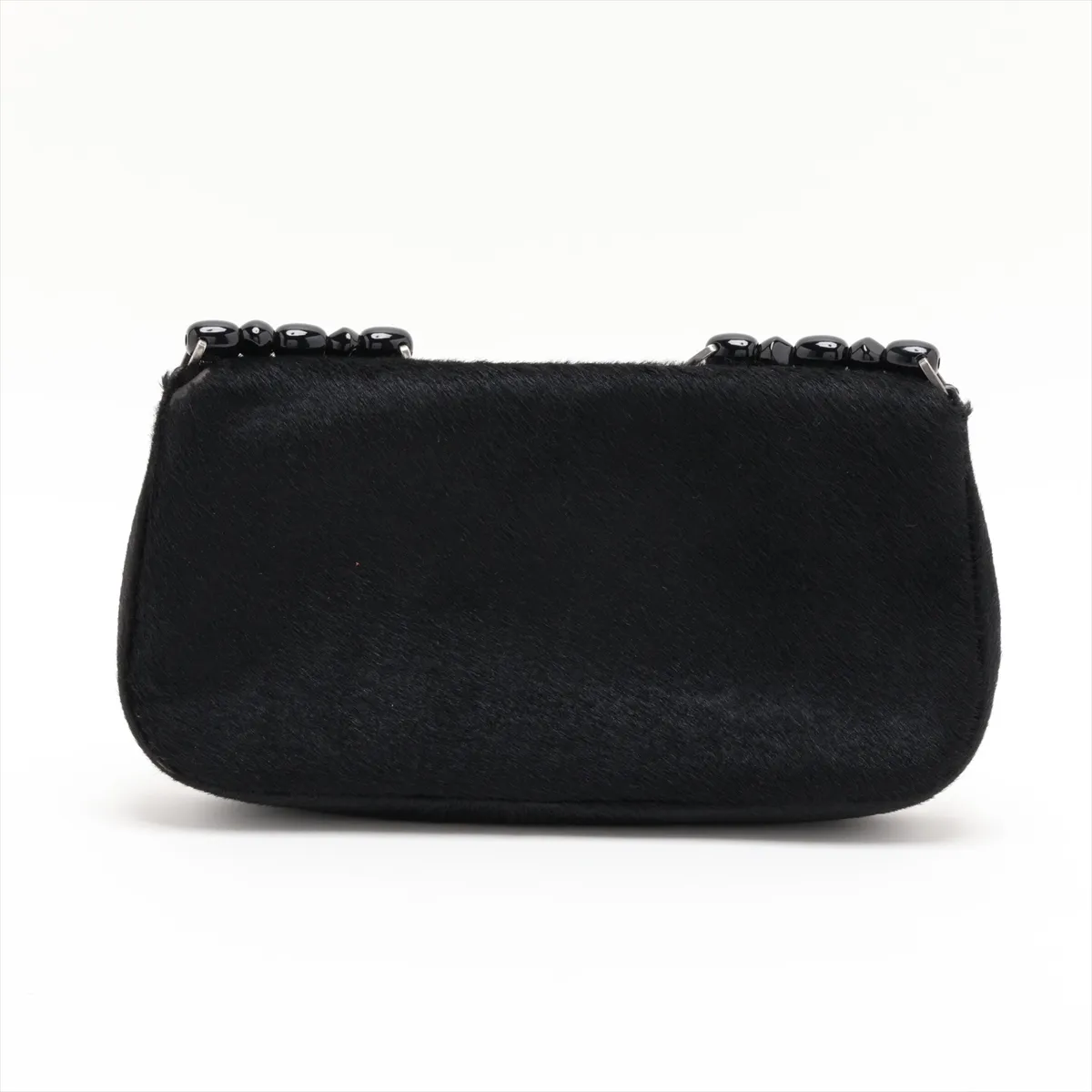 Maris Pearl Calf Hair x Beaded Shoulder Bag, Black — view 2