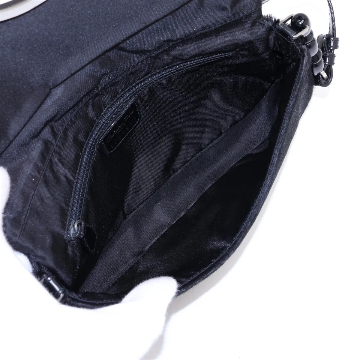 Maris Pearl Calf Hair x Beaded Shoulder Bag, Black — view 6