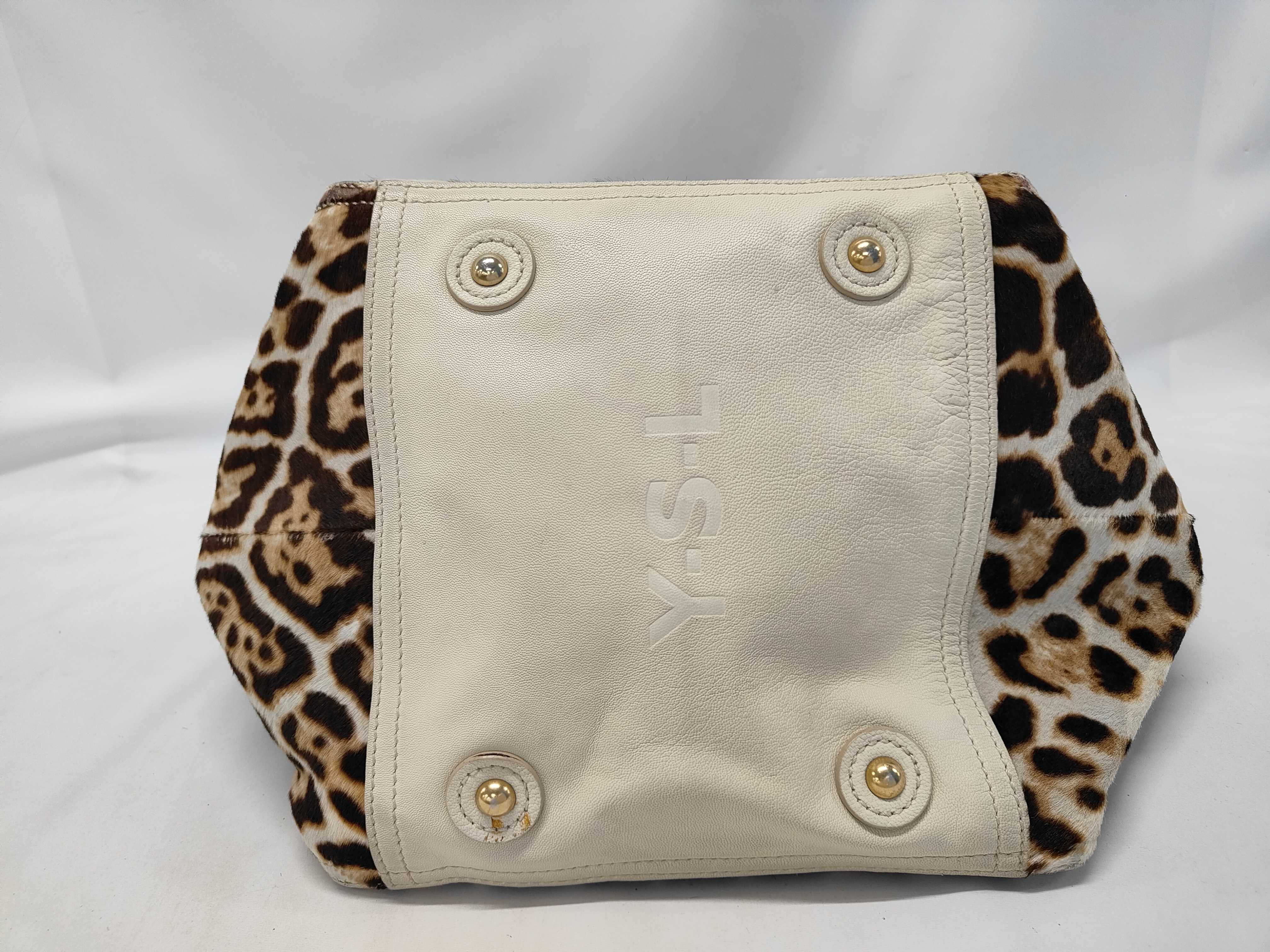 calfskin tote bag, handbag, leopard print leather bag — view 4