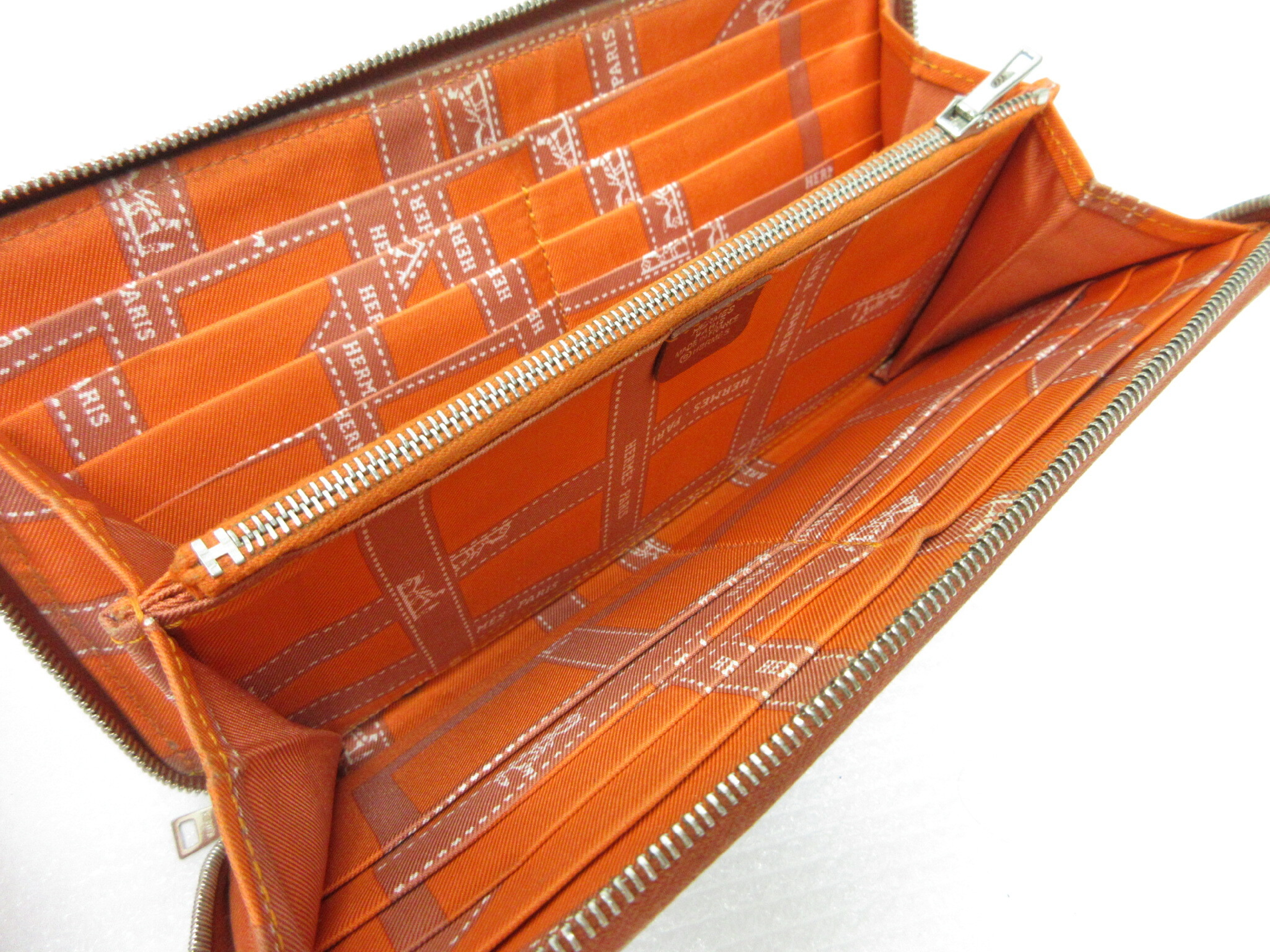 Azap Long Silk In Silver Hardware Round Zipper Long Wallet O Stamp — view 5