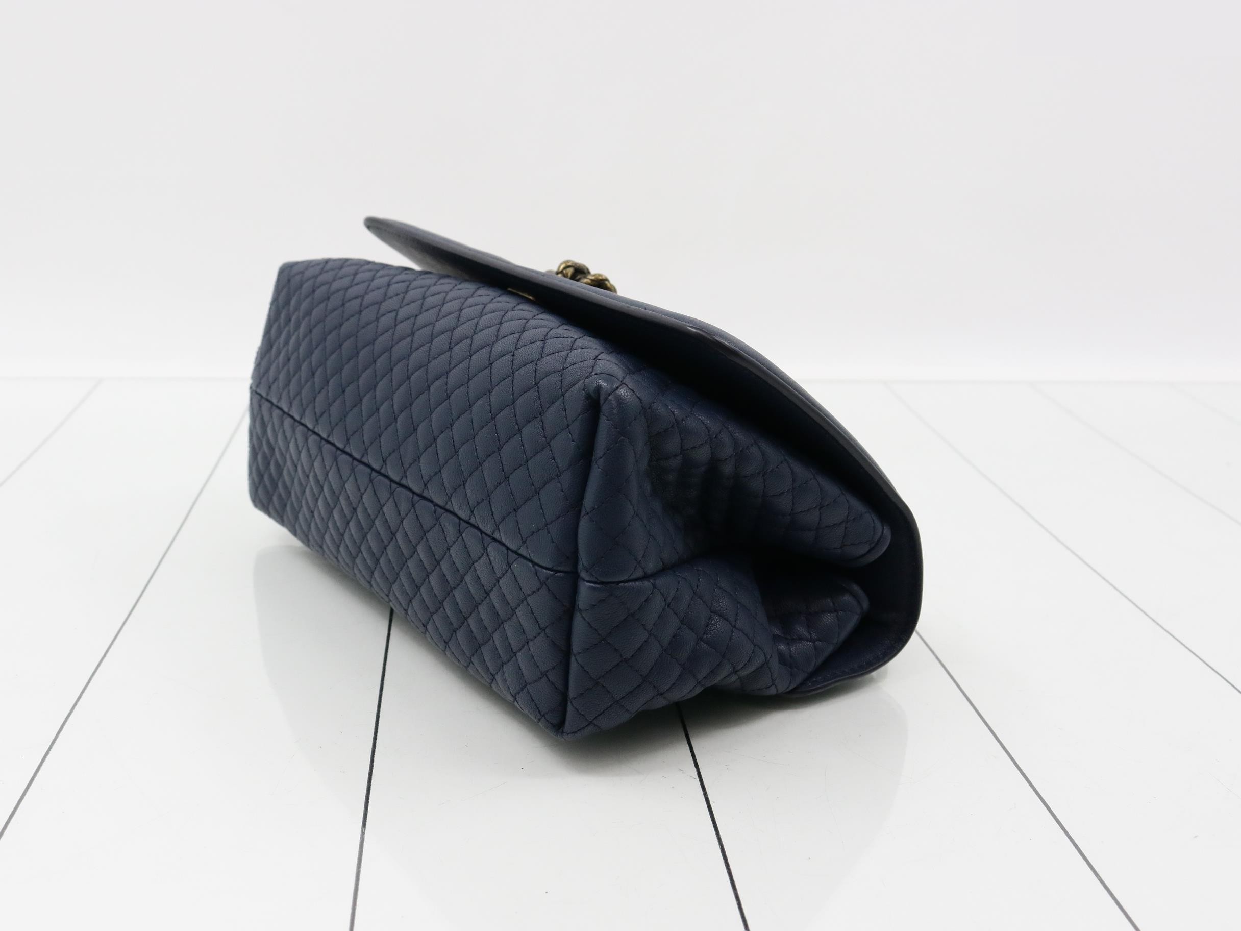 Chain shoulder bag, leather, navy — view 6