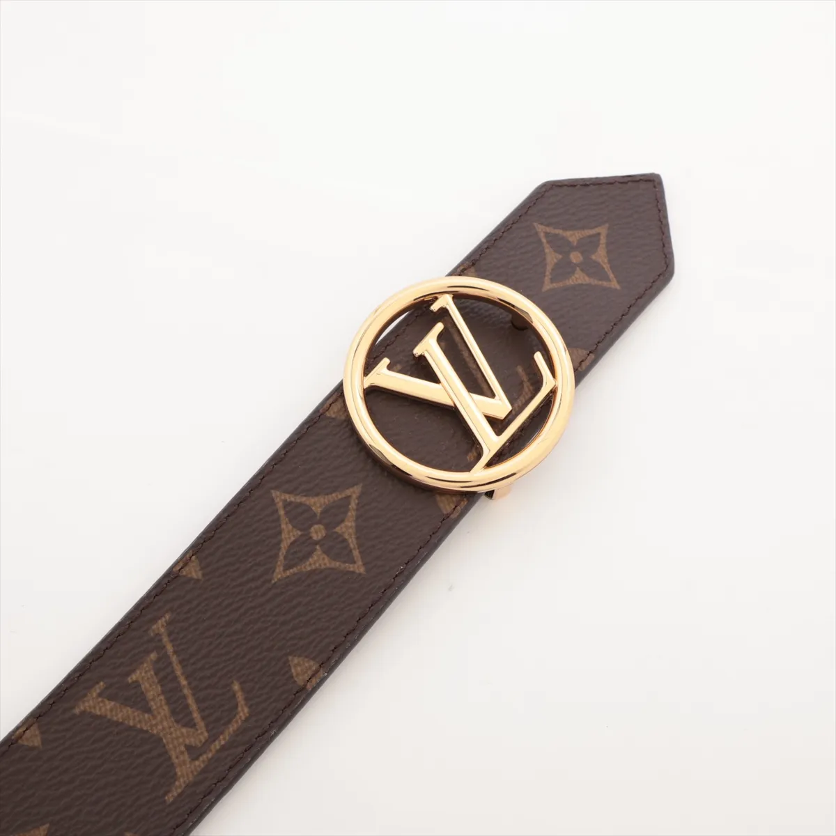 M0353 LV Circle BC3290 Belt, size 80, PVC x Leather, Brown. Shows signs of wear including — view 2