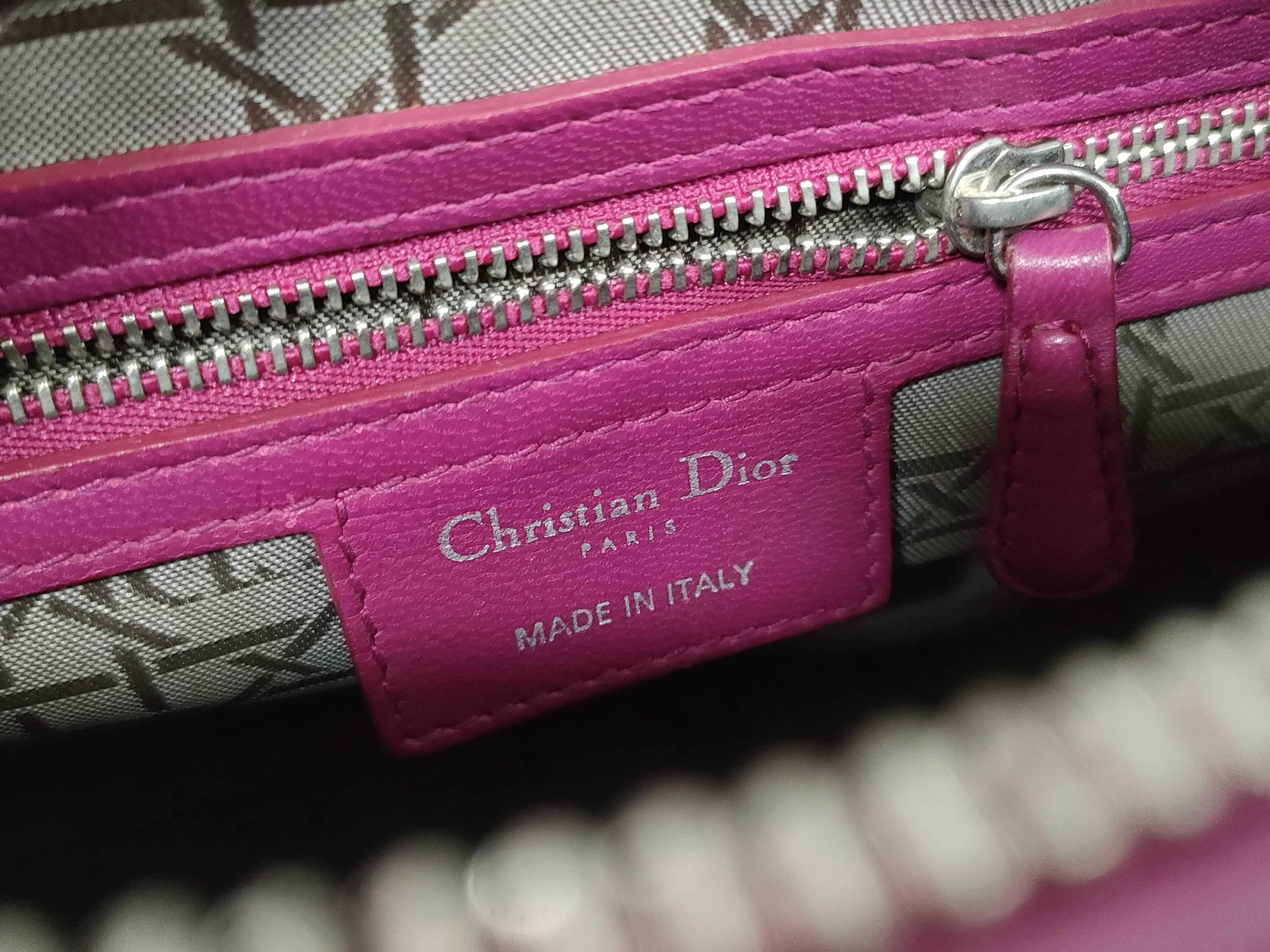 Lady Dior Lambskin Handbag with Silver Hardware — view 11