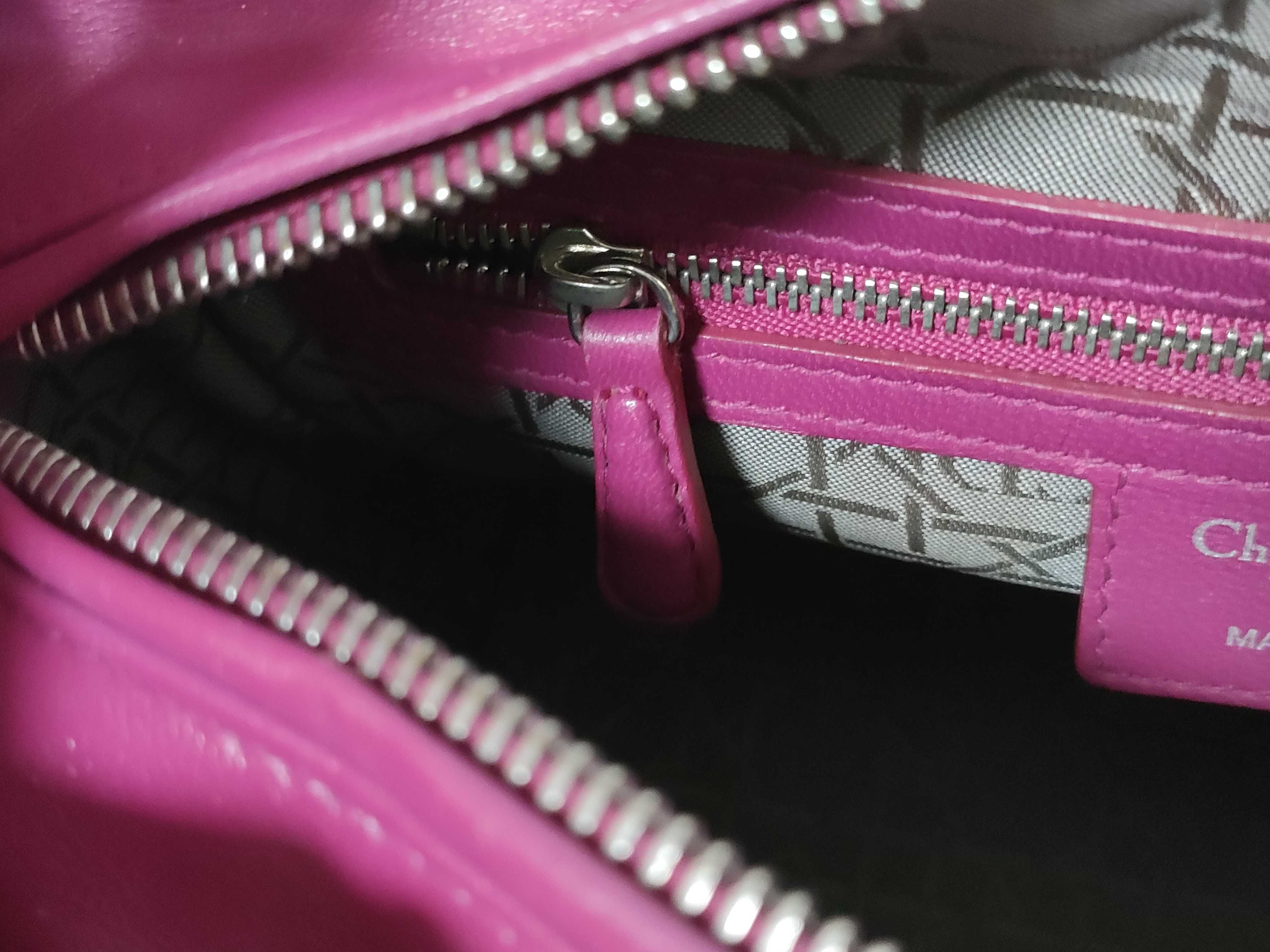 Lady Dior Lambskin Handbag with Silver Hardware — view 14
