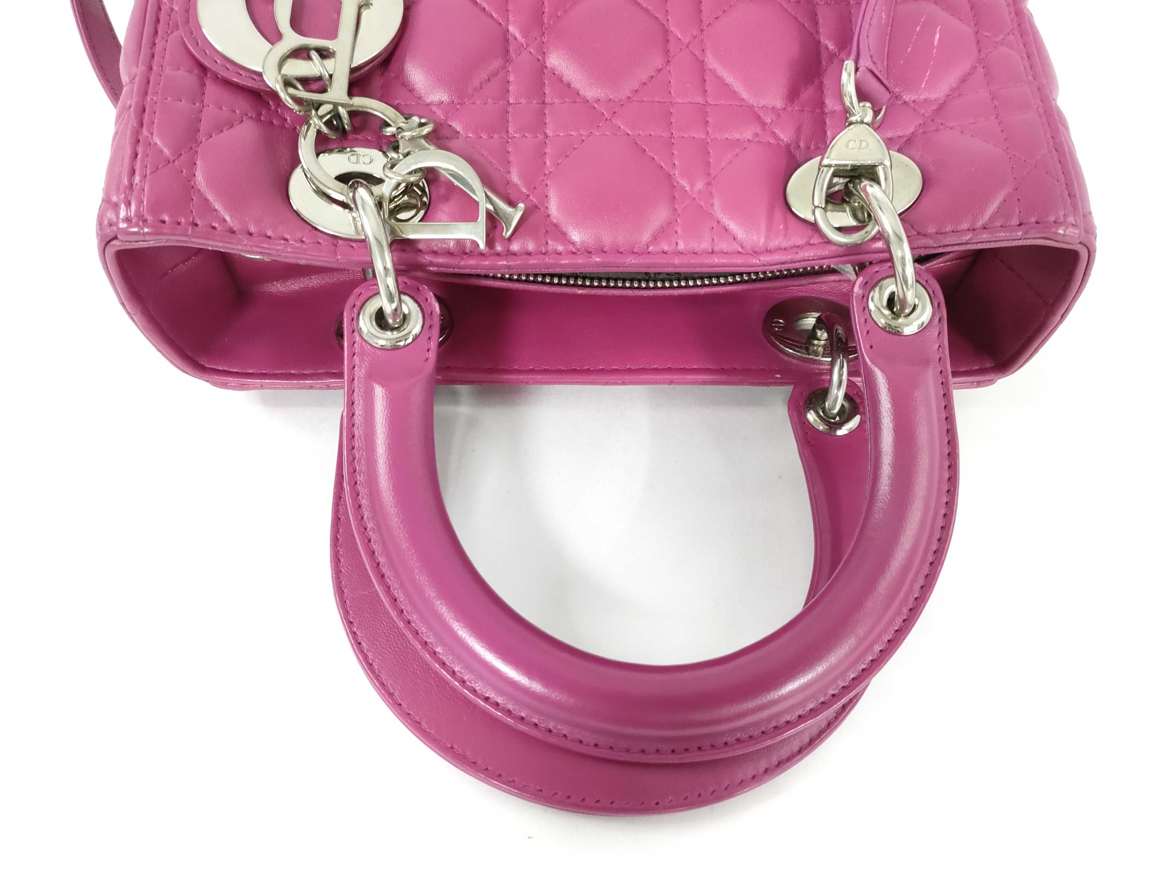 Lady Dior Lambskin Handbag with Silver Hardware — view 3