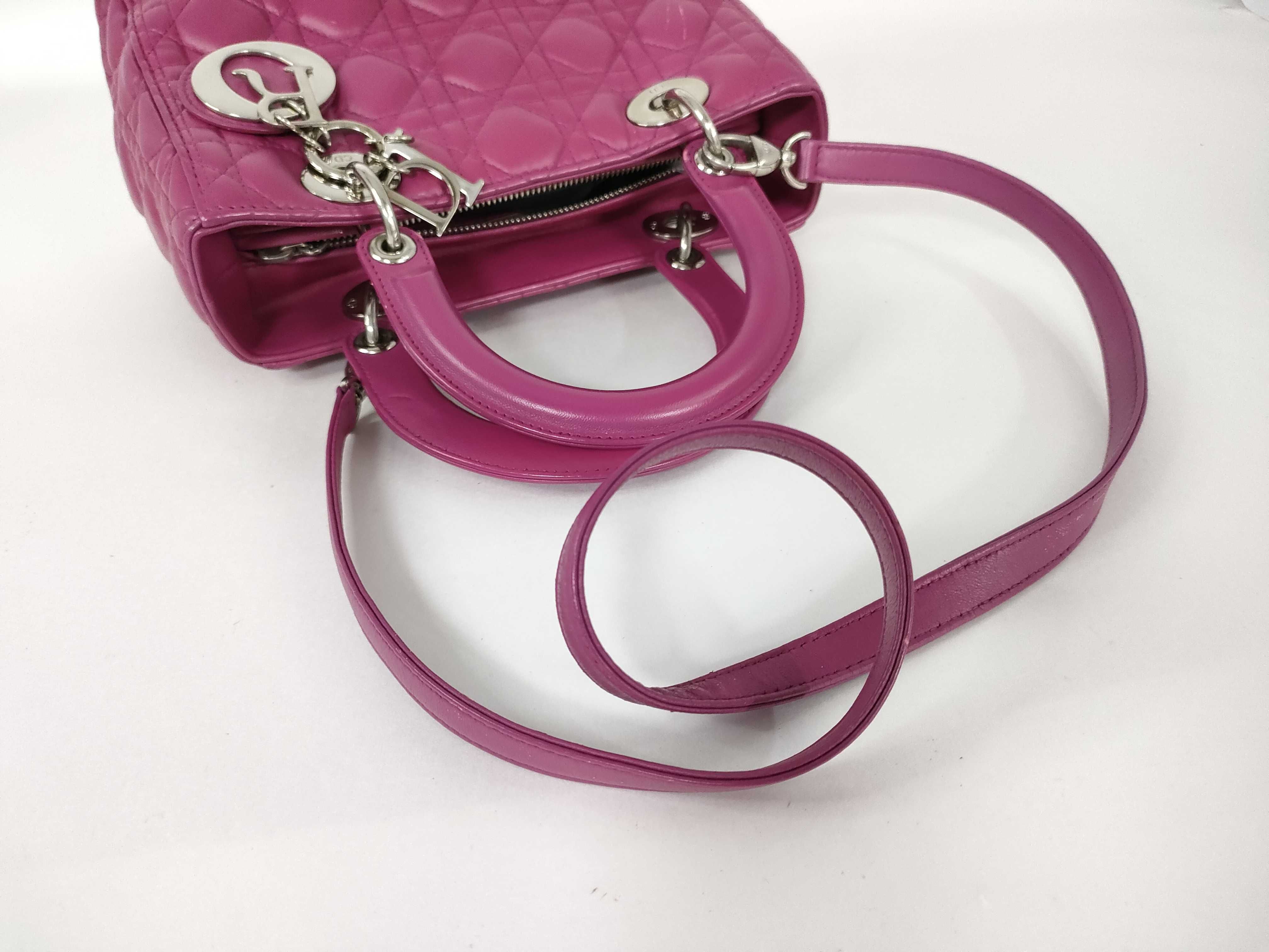 Lady Dior Lambskin Handbag with Silver Hardware — view 6