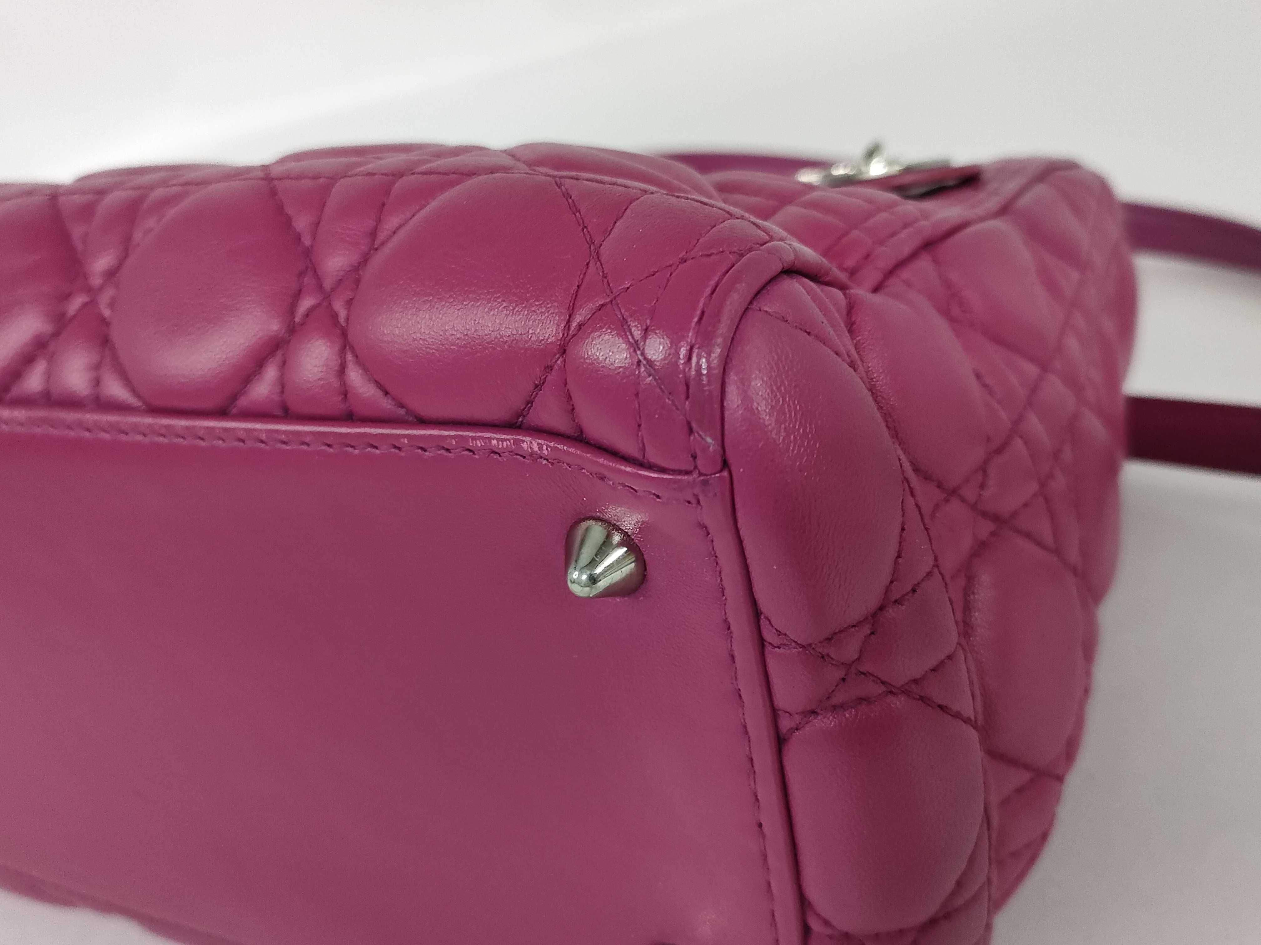 Lady Dior Lambskin Handbag with Silver Hardware — view 7