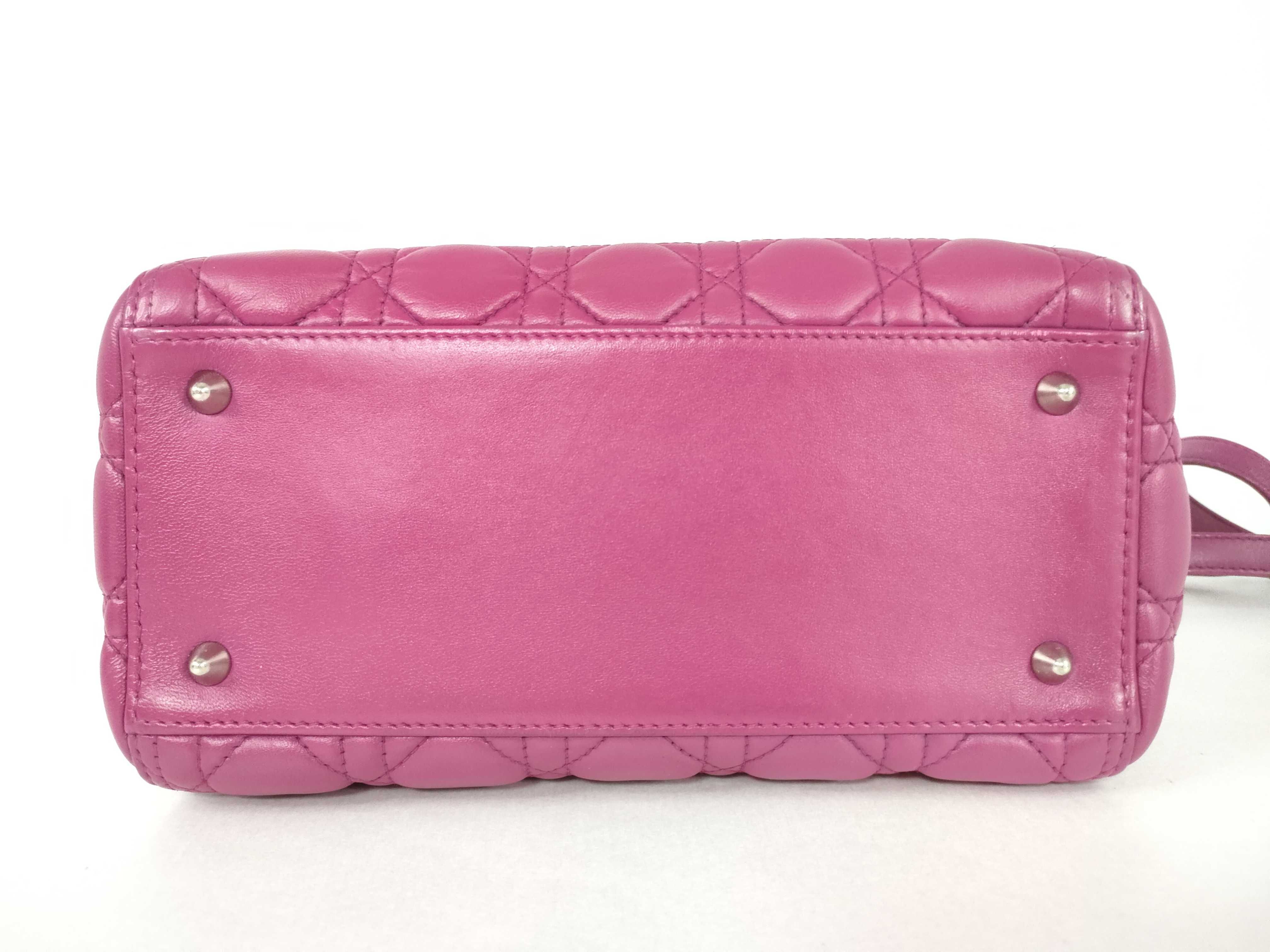 Lady Dior Lambskin Handbag with Silver Hardware — view 8