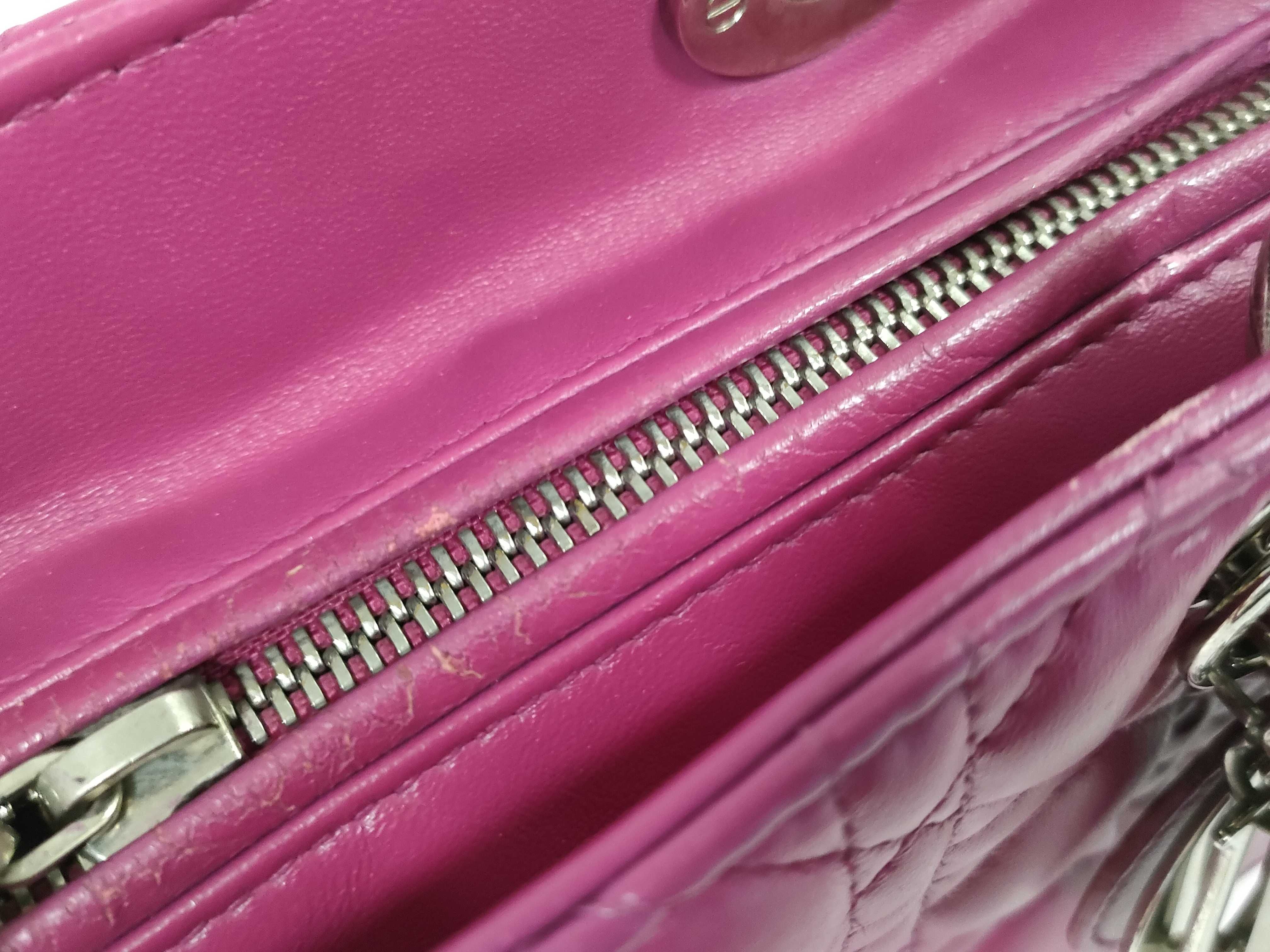 Lady Dior Lambskin Handbag with Silver Hardware — view 9