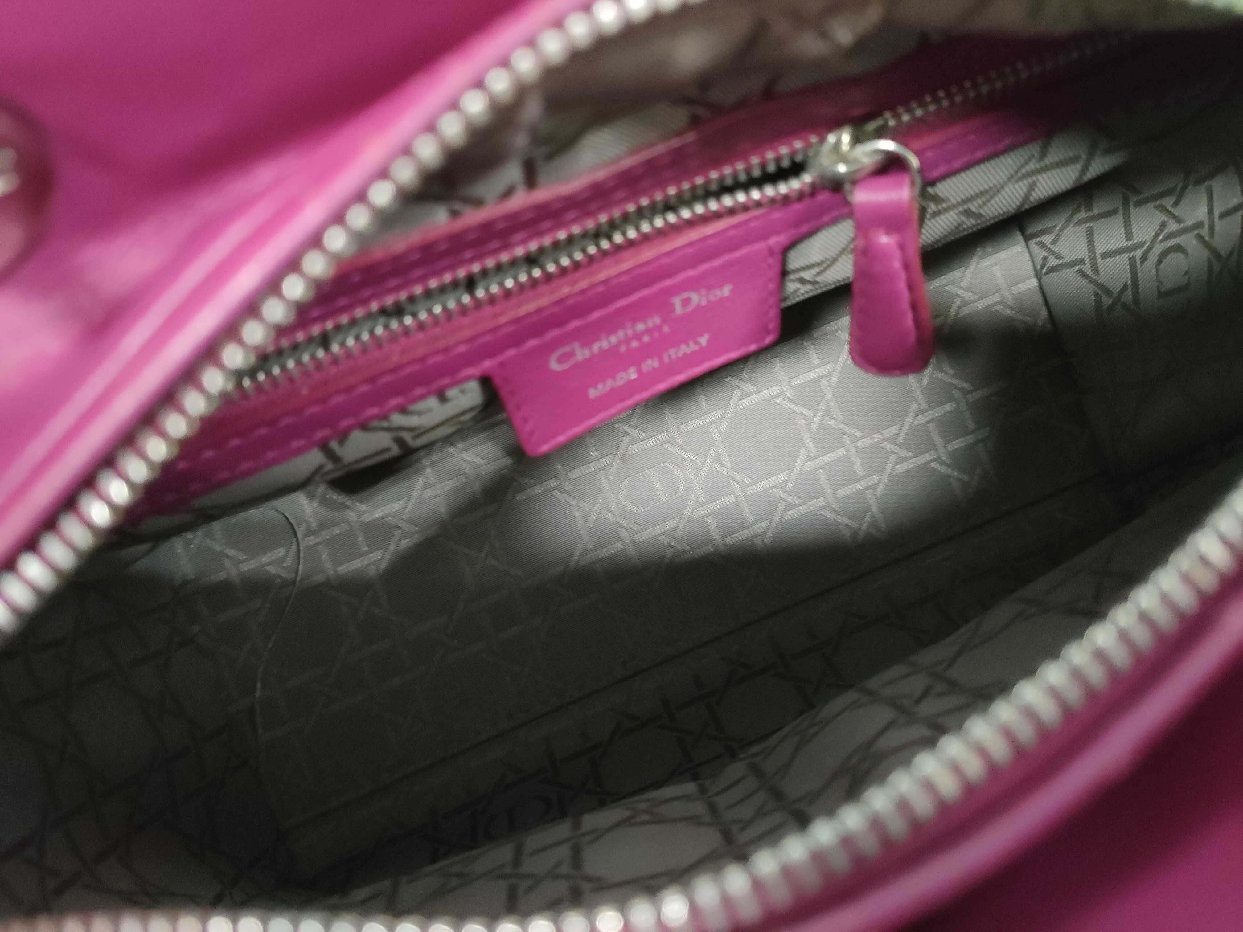 Lady Dior Lambskin Handbag with Silver Hardware — view 10