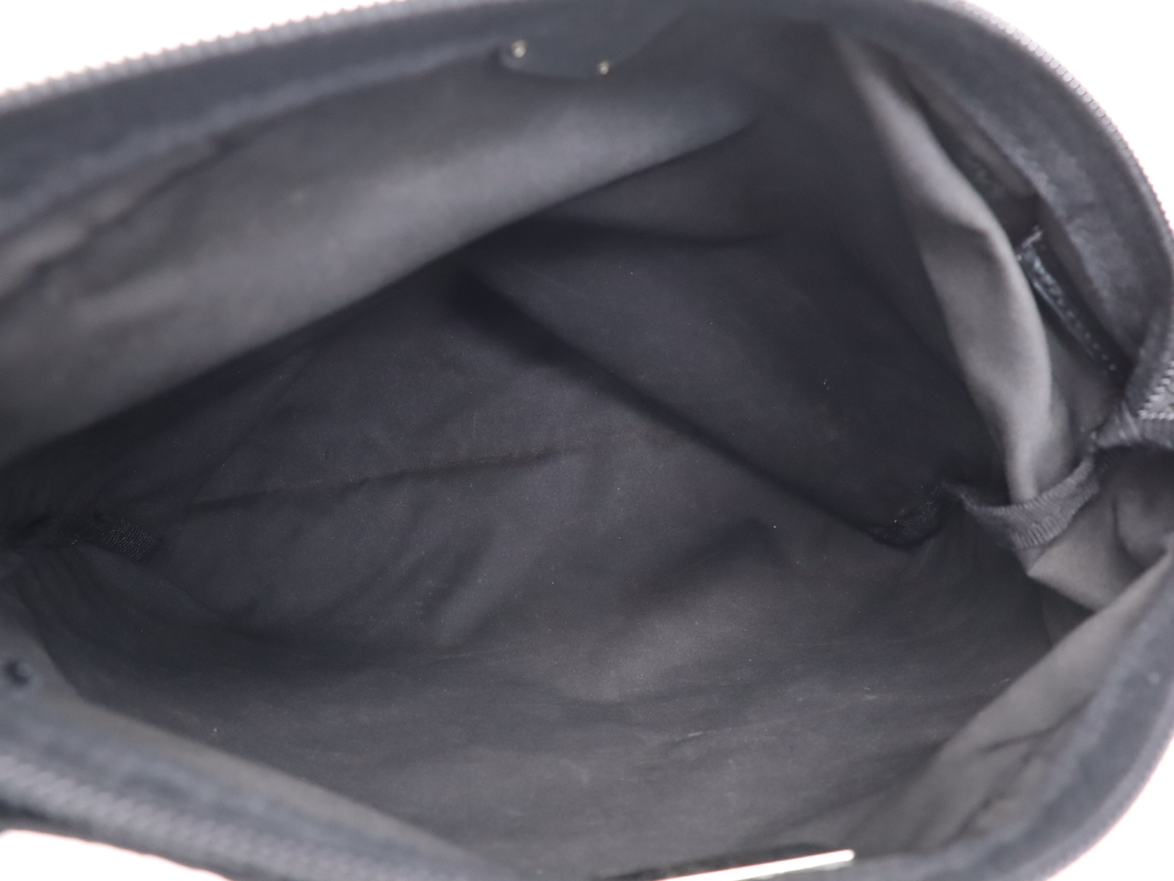 Nylon Triangle Logo Shoulder Bag, Black, Silver Hardware — view 10