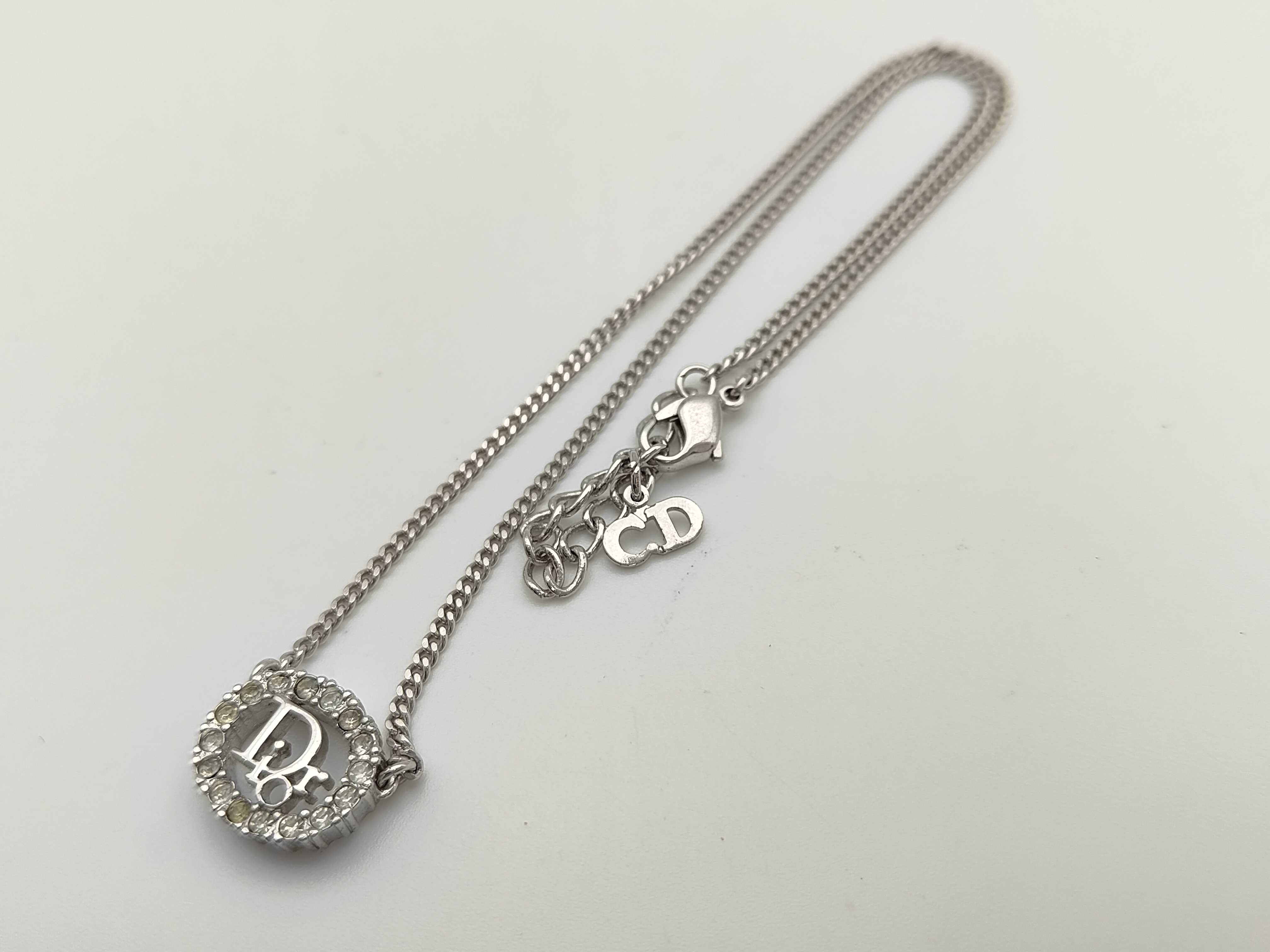 Christian Rhinestone Circle Logo Silver Necklace