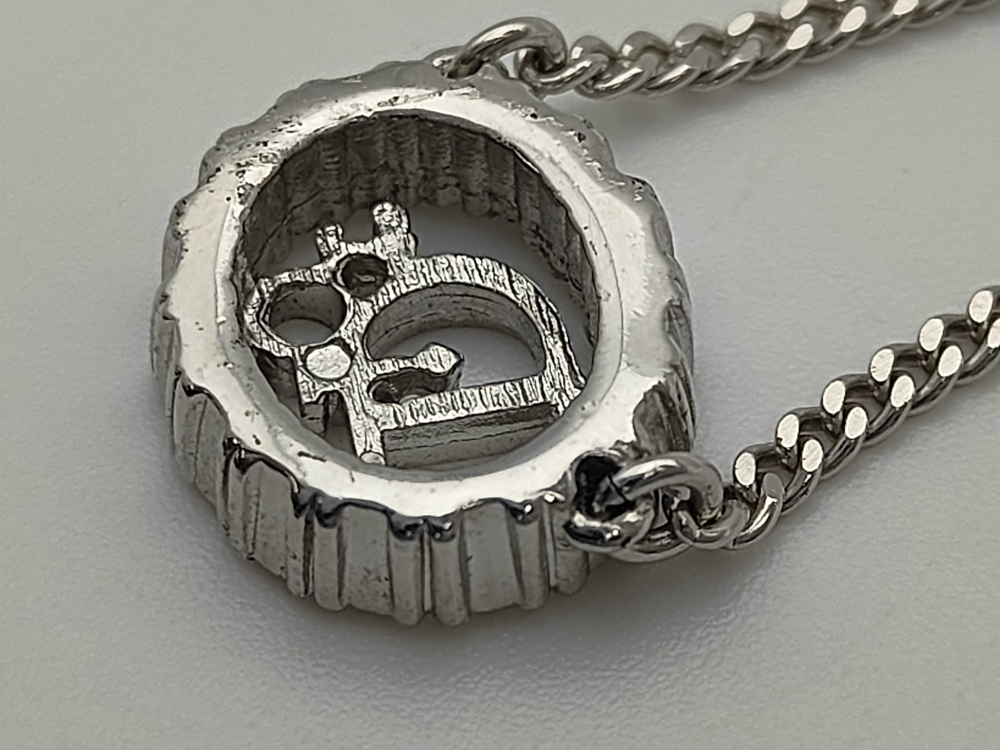 Christian Rhinestone Circle Logo Silver Necklace — view 5