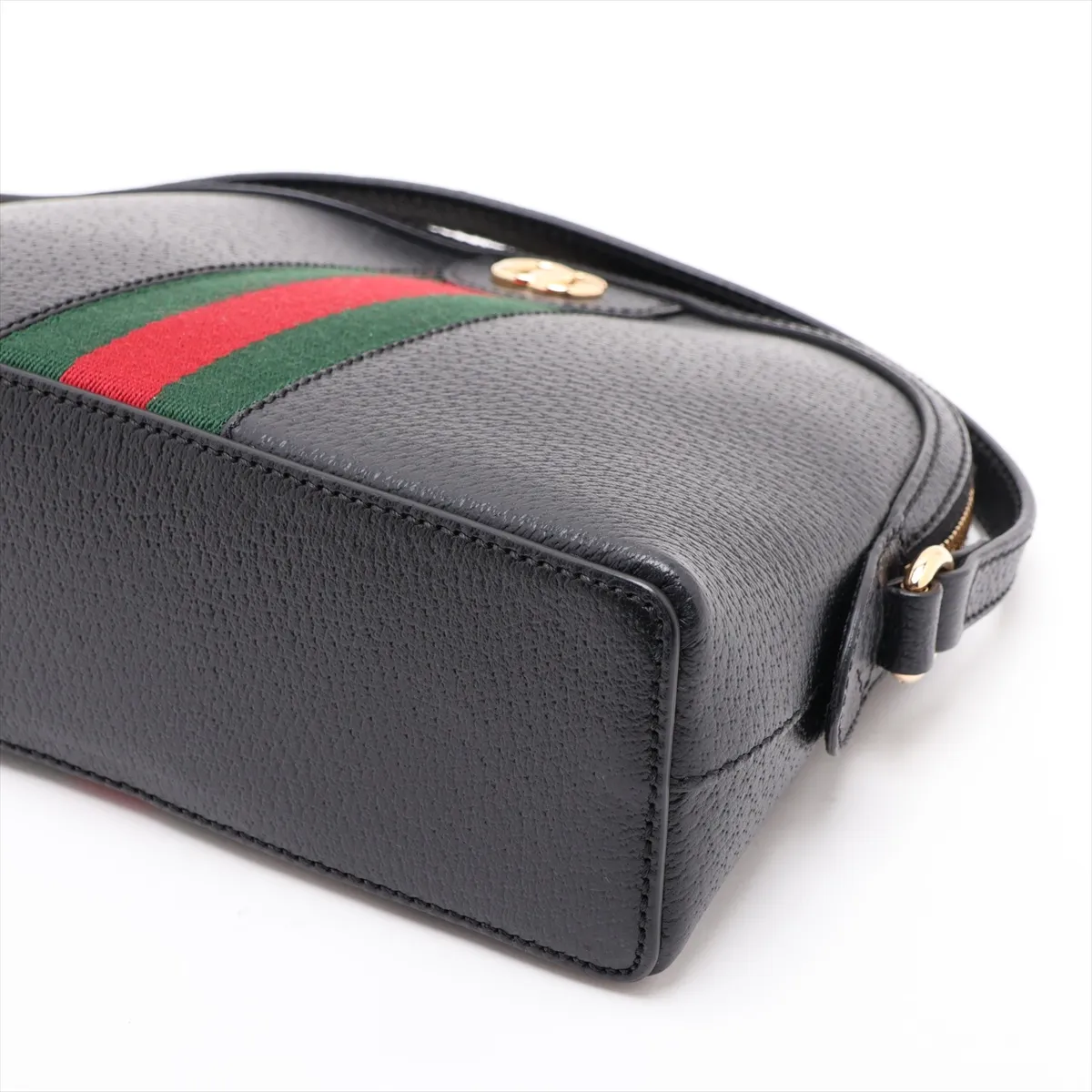 Ophidia Leather Shoulder Bag, Black, 719881 (Outlet) — view 3