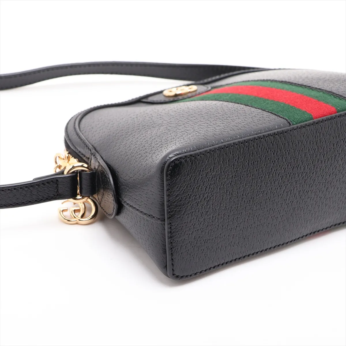 Ophidia Leather Shoulder Bag, Black, 719881 (Outlet) — view 4