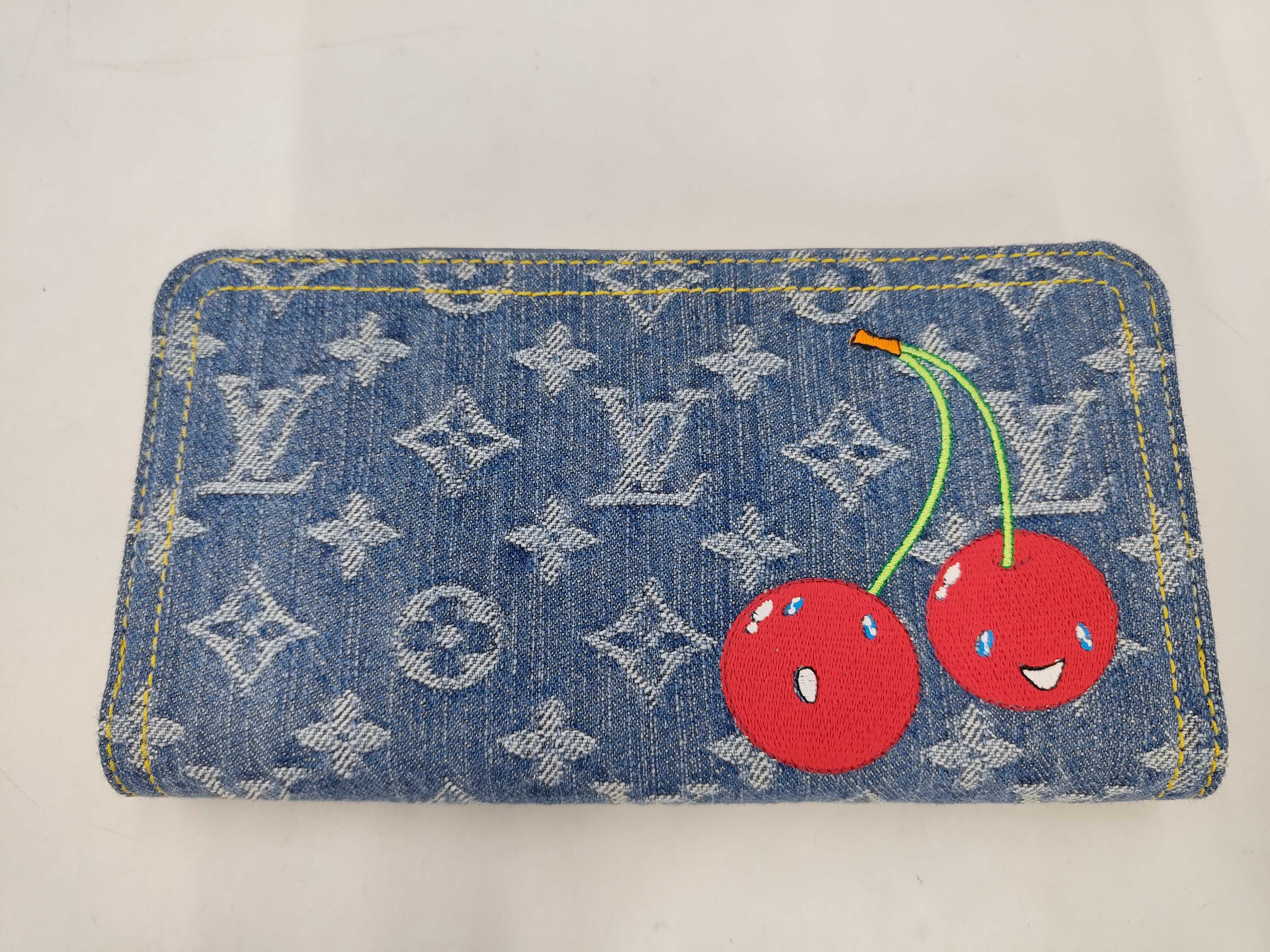 Monogram M23161 Takashi Murakami Denim Cherry Zippy Wallet