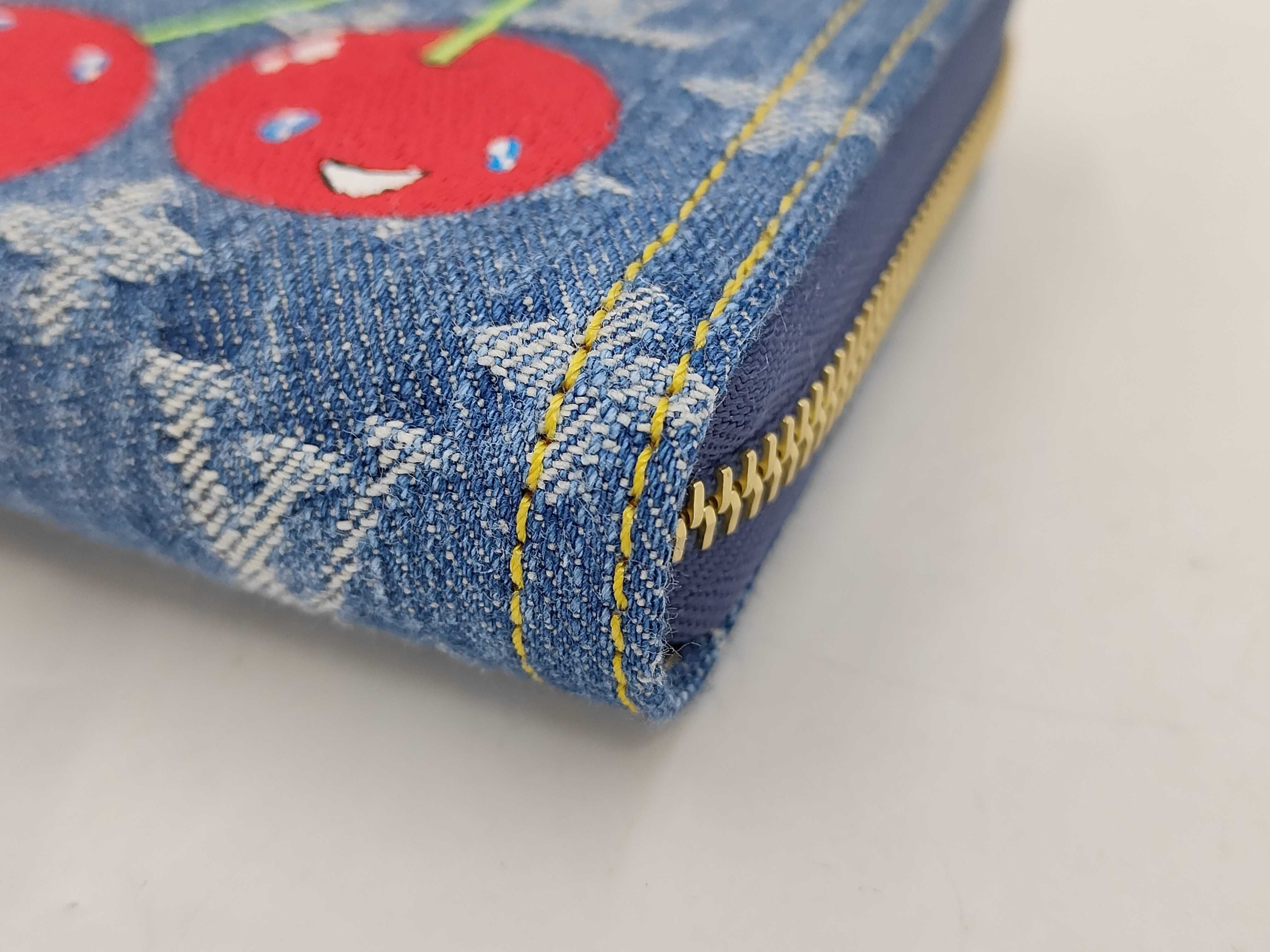 Monogram M23161 Takashi Murakami Denim Cherry Zippy Wallet — view 3