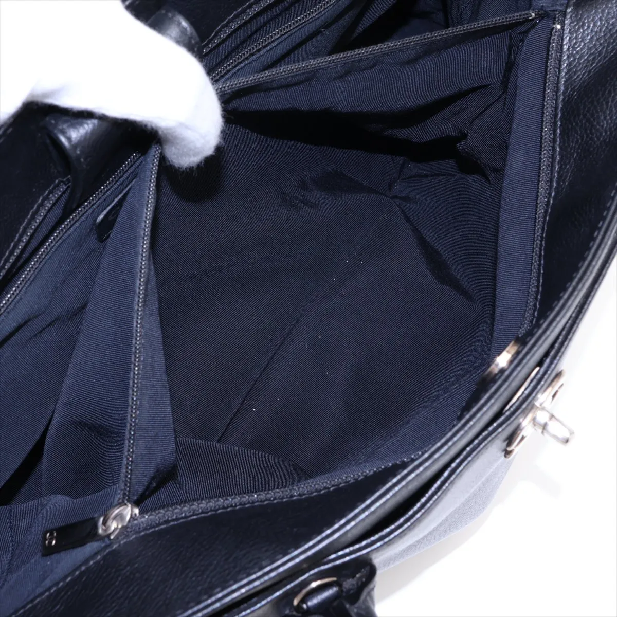 Executive Leather 2-Way Handbag, Black with Silver Hardware, Item No. 13784104 (Serial Number 13) — view 12