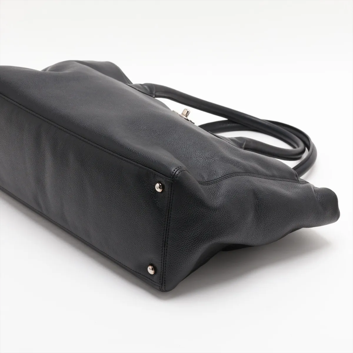 Executive Leather 2-Way Handbag, Black with Silver Hardware, Item No. 13784104 (Serial Number 13) — view 3