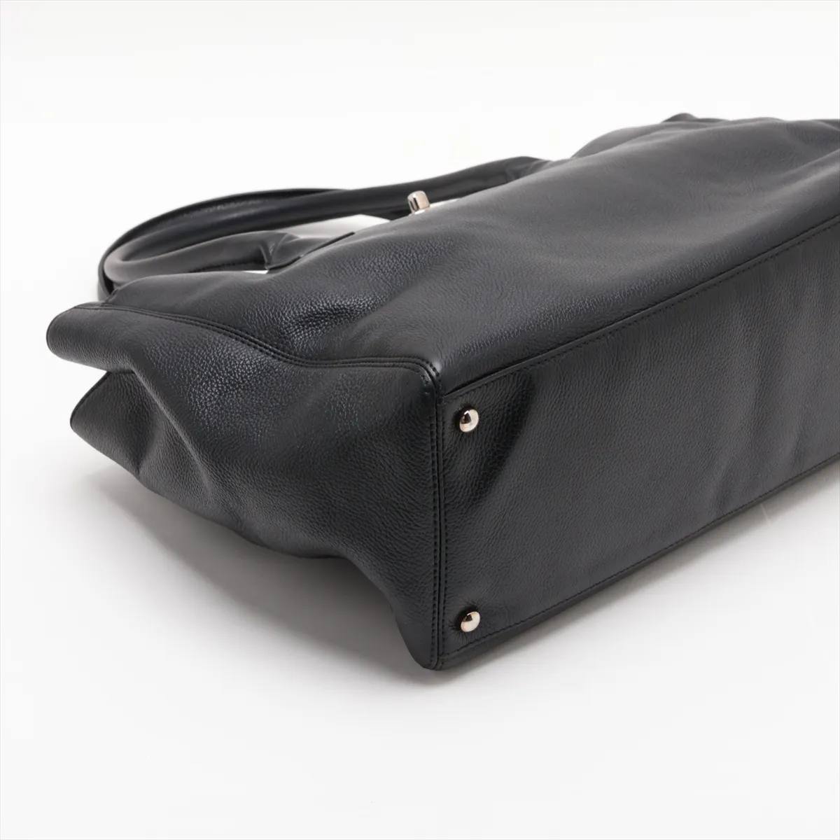 Executive Leather 2-Way Handbag, Black with Silver Hardware, Item No. 13784104 (Serial Number 13) — view 4