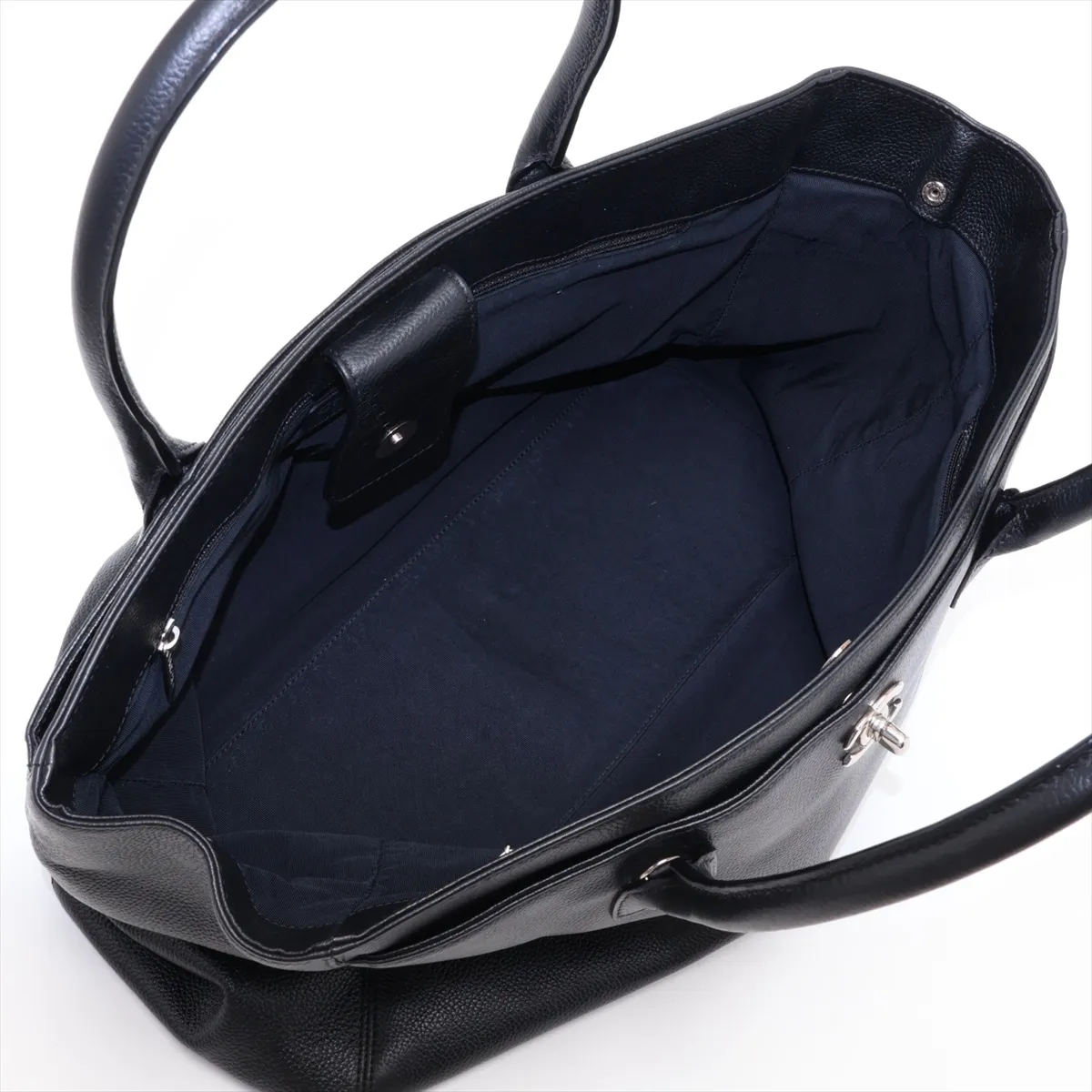 Executive Leather 2-Way Handbag, Black with Silver Hardware, Item No. 13784104 (Serial Number 13) — view 8