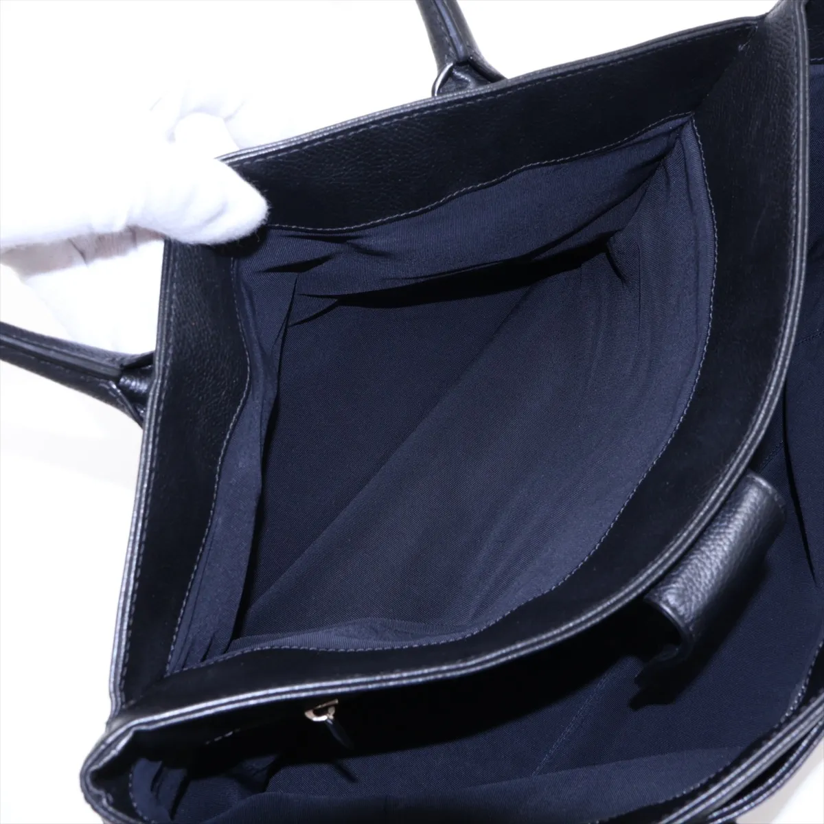 Executive Leather 2-Way Handbag, Black with Silver Hardware, Item No. 13784104 (Serial Number 13) — view 9